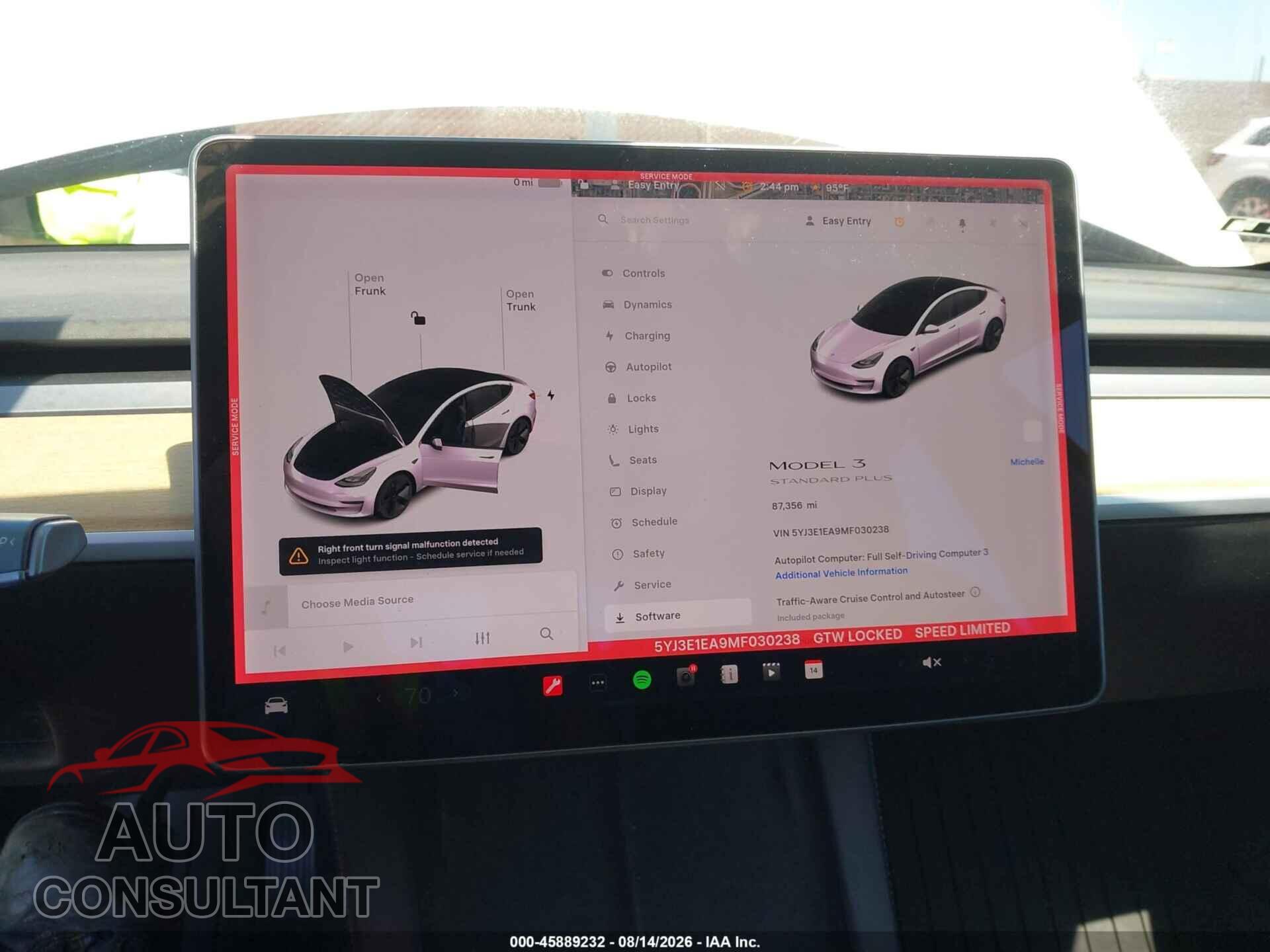 TESLA MODEL 3 2021 - 5YJ3E1EA9MF030238