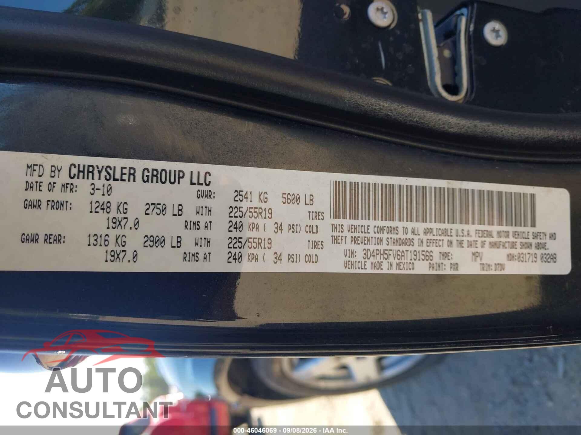 DODGE JOURNEY 2010 - 3D4PH5FV6AT191566