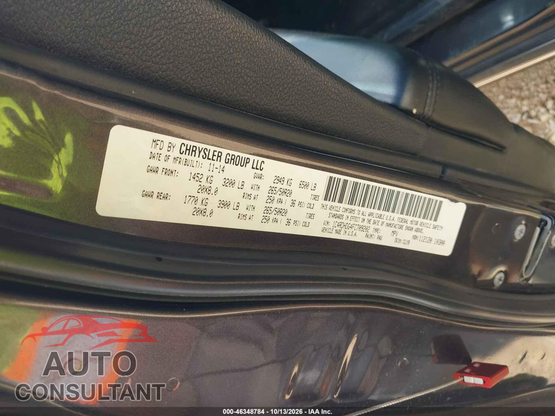 DODGE DURANGO 2015 - 1C4RDHDG4FC709202