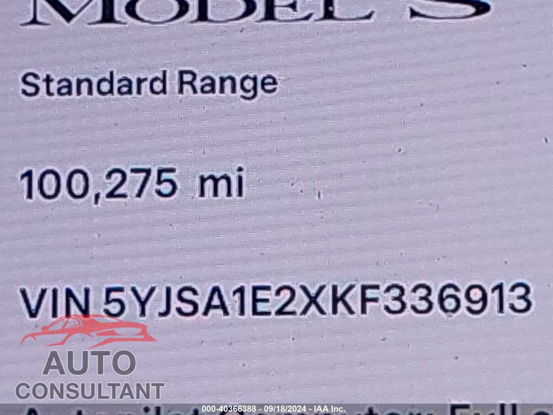 TESLA MODEL S 2019 - 5YJSA1E2XKF336913
