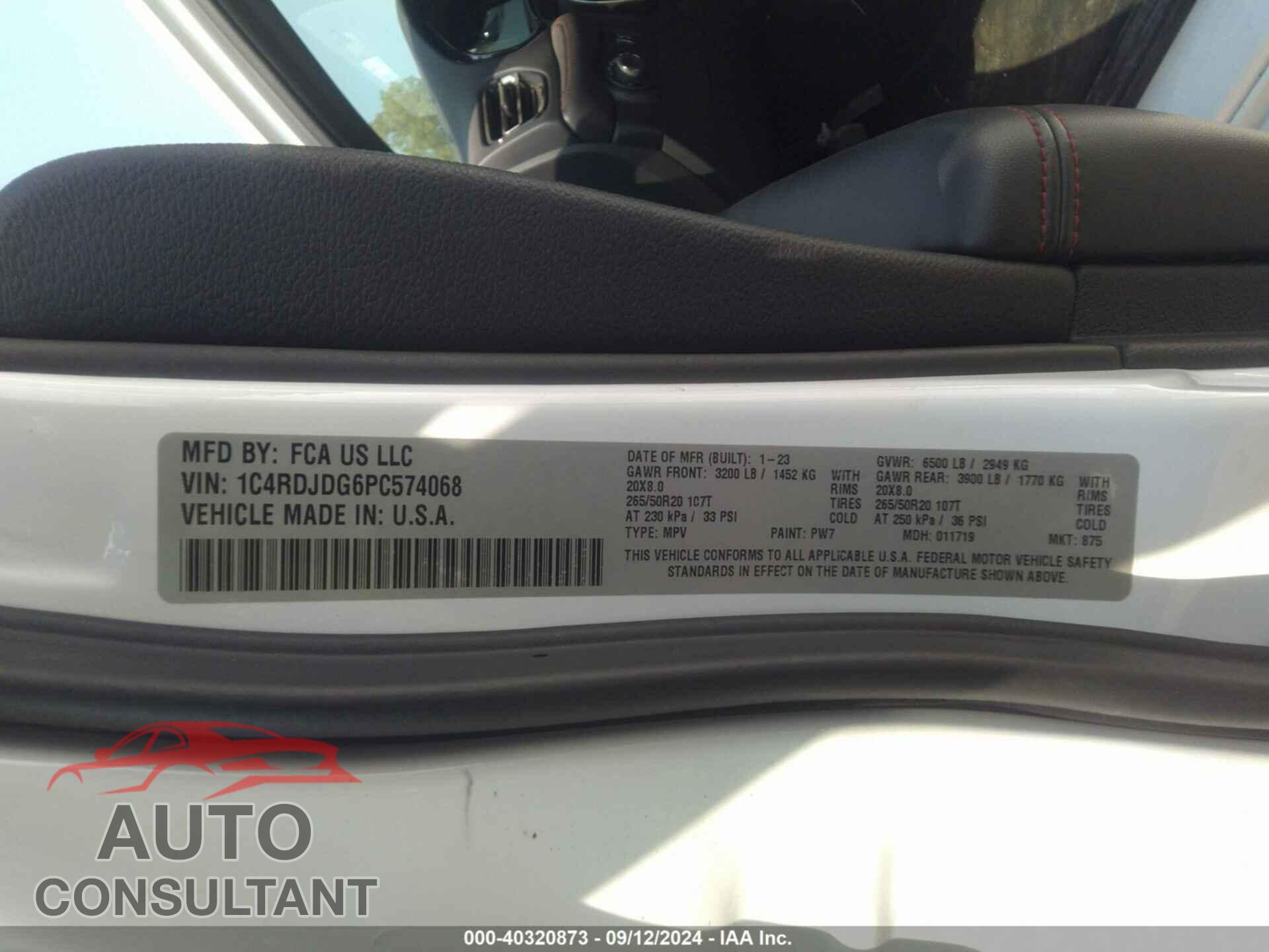 DODGE DURANGO 2023 - 1C4RDJDG6PC574068