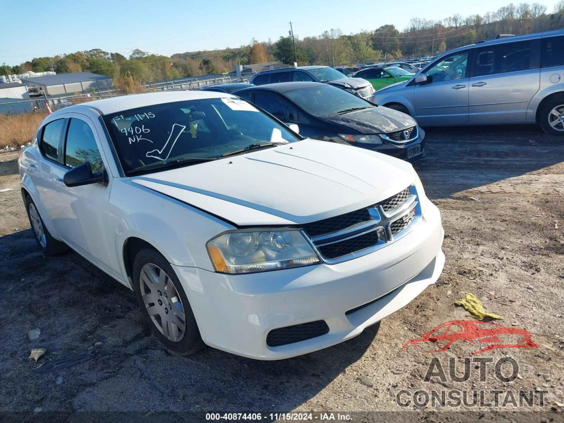 DODGE AVENGER 2012 - 1C3CDZAB0CN232129