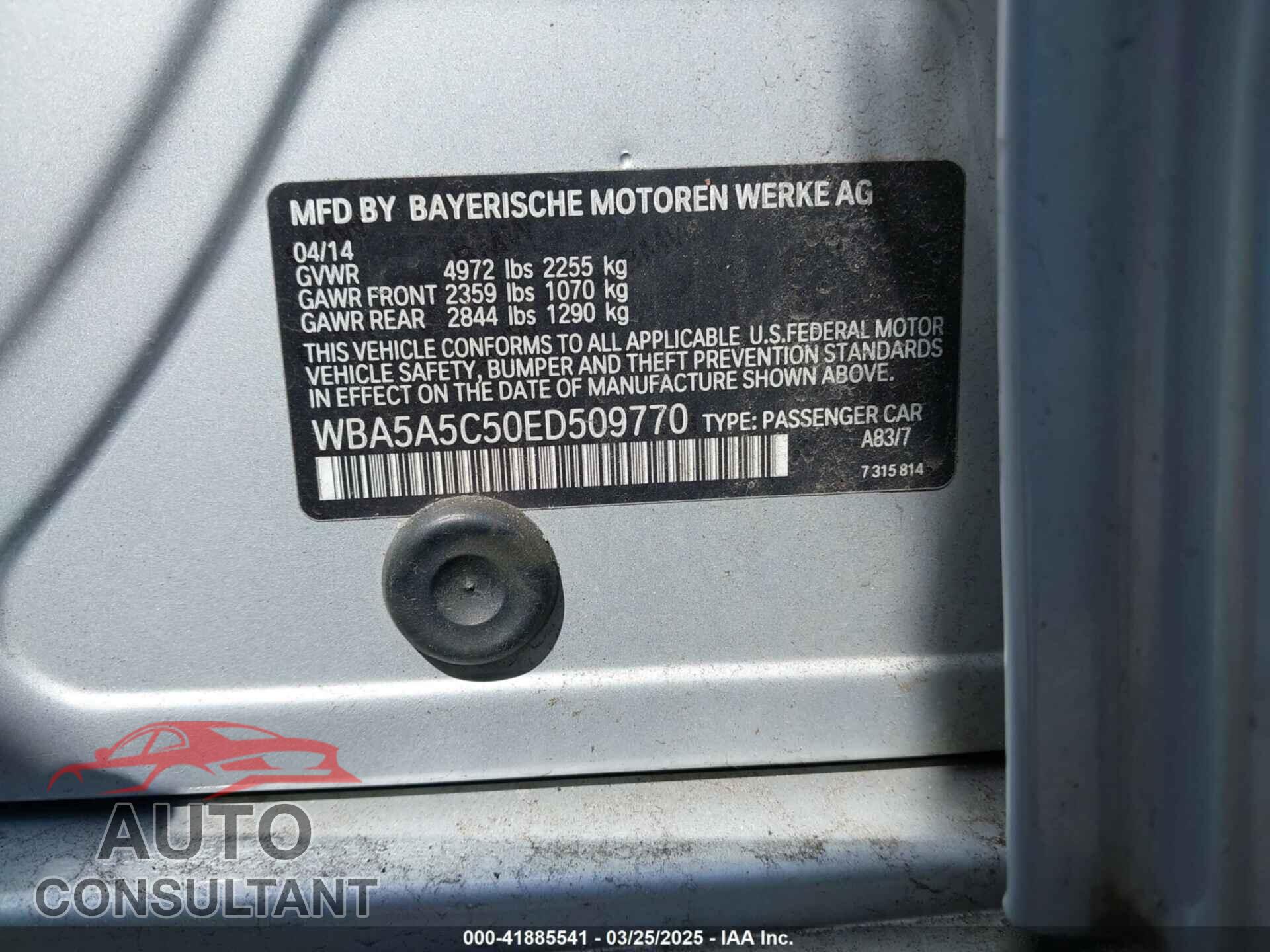 BMW 528I 2014 - WBA5A5C50ED509770