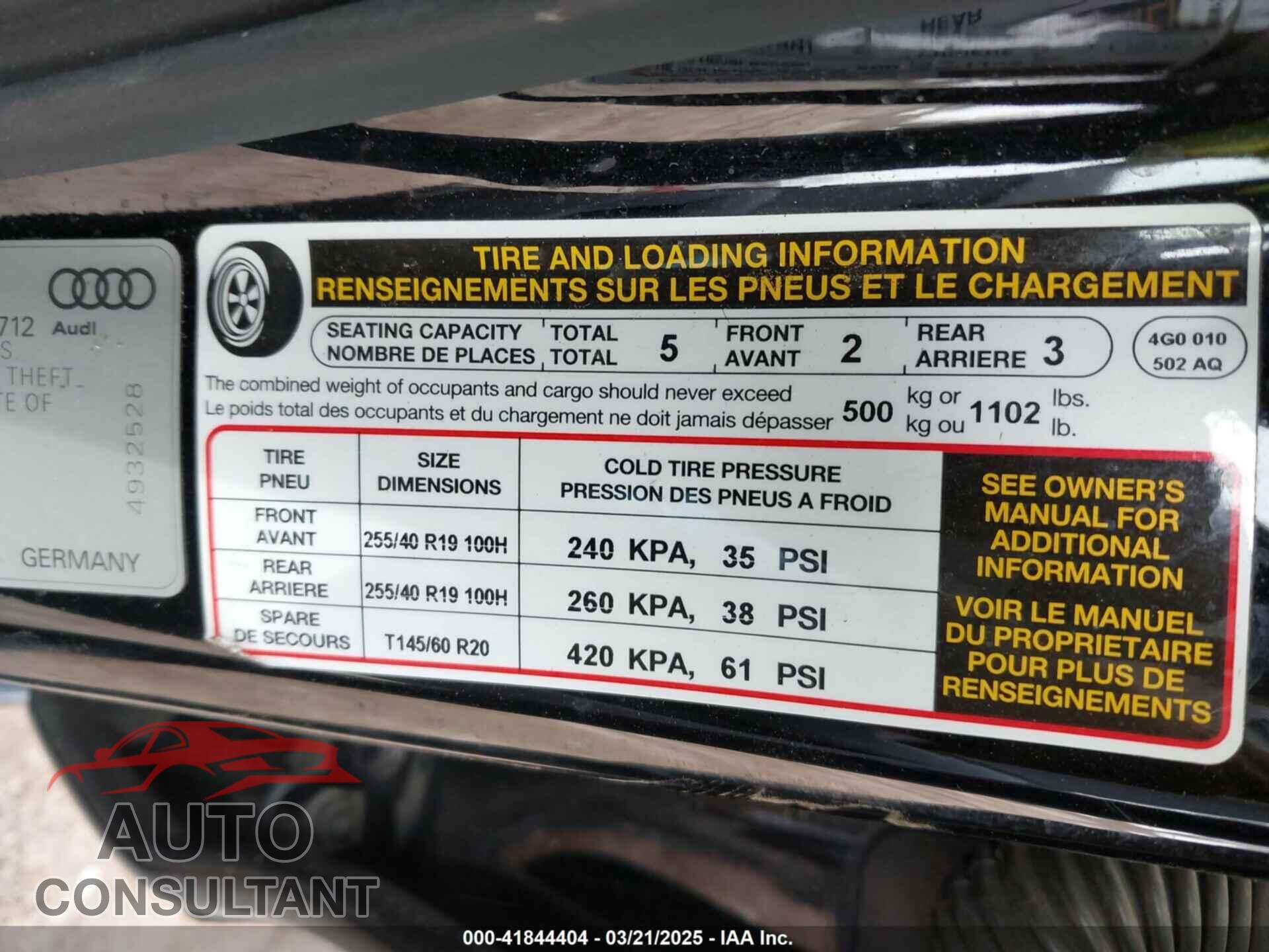 AUDI A6 2015 - WAUGFAFC0FN043105