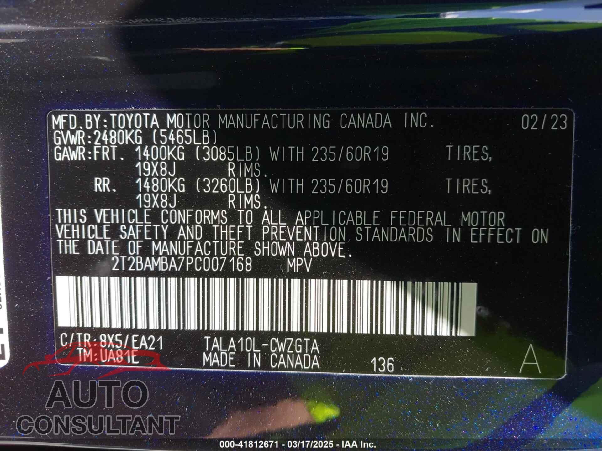 LEXUS RX 350 2023 - 2T2BAMBA7PC007168