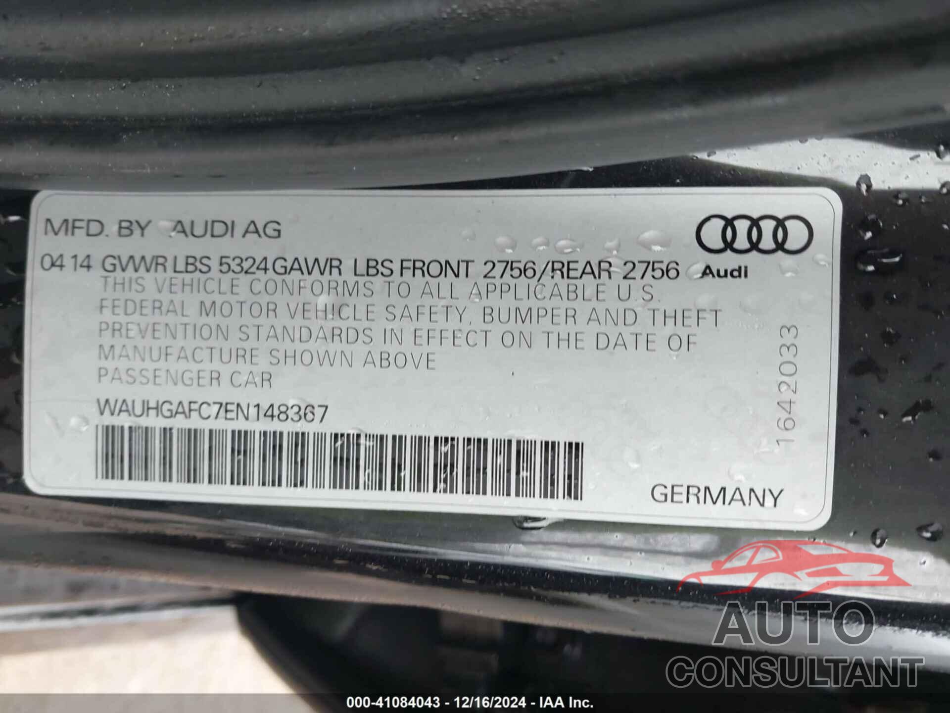AUDI A6 2014 - WAUHGAFC7EN148367