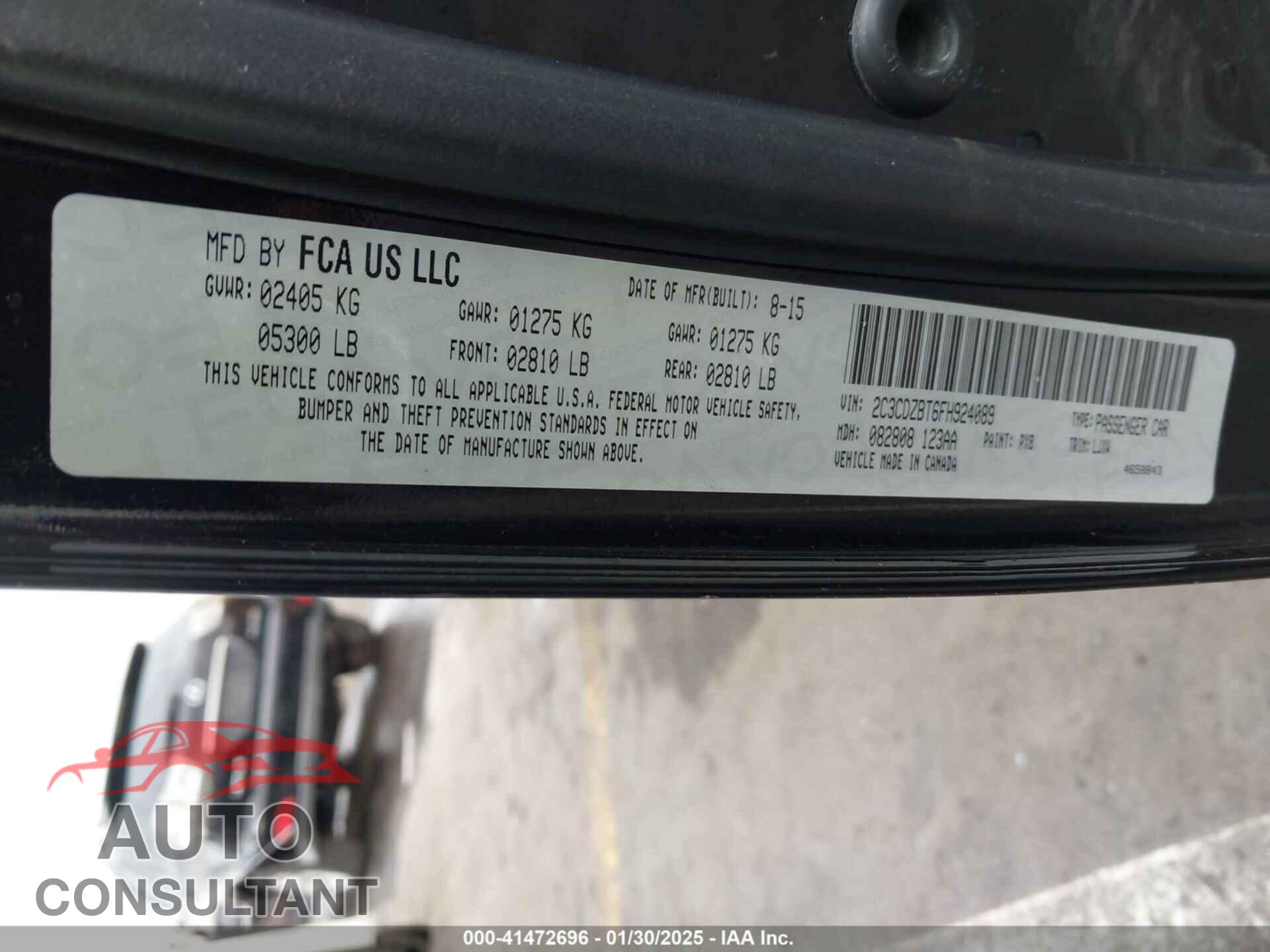 DODGE CHALLENGER 2015 - 2C3CDZBT6FH924089