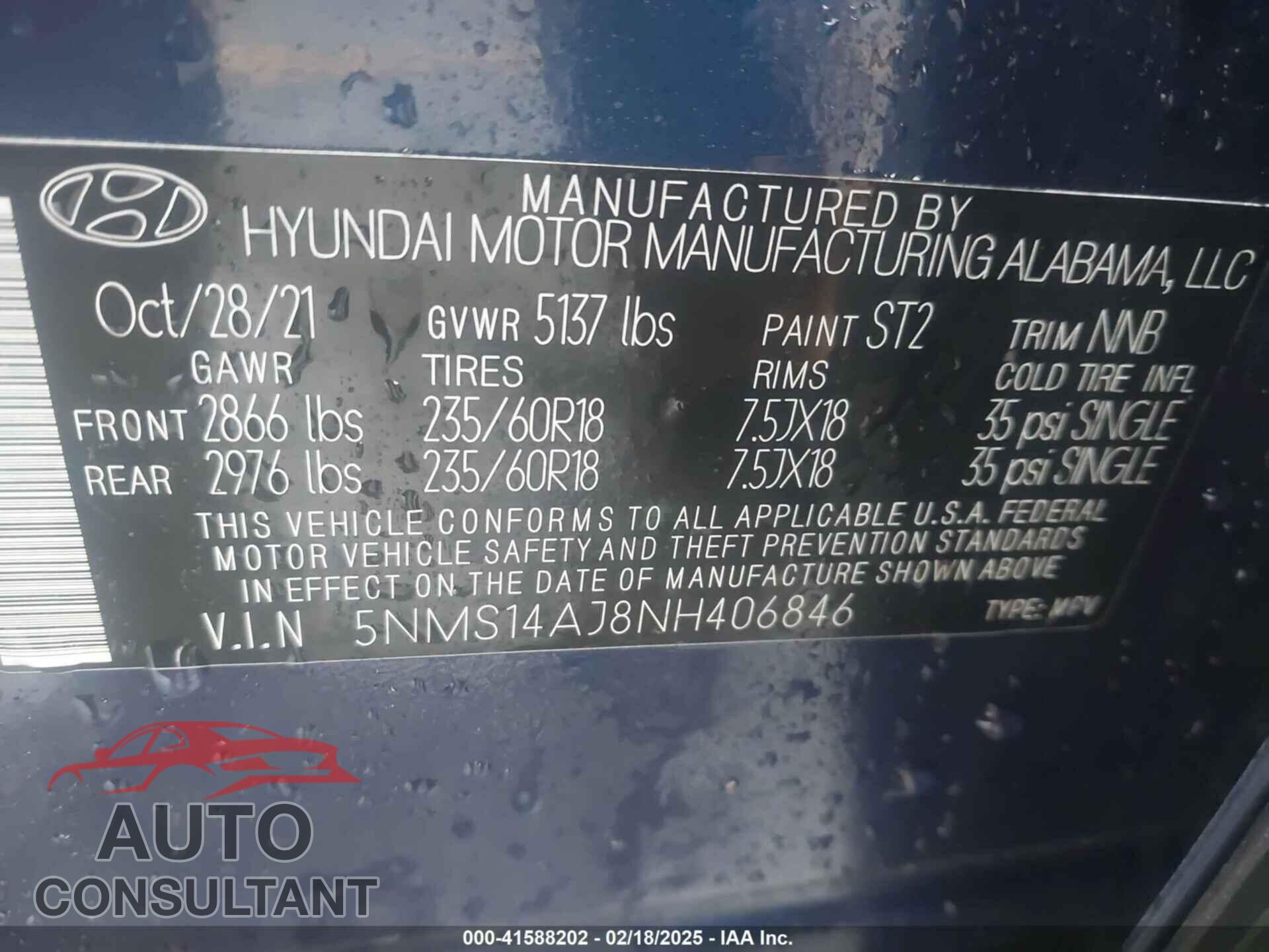 HYUNDAI SANTA FE 2022 - 5NMS14AJ8NH406846