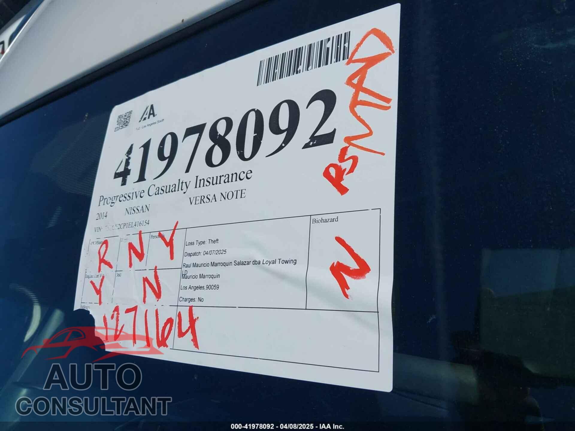 NISSAN VERSA NOTE 2014 - 3N1CE2CP1EL416154