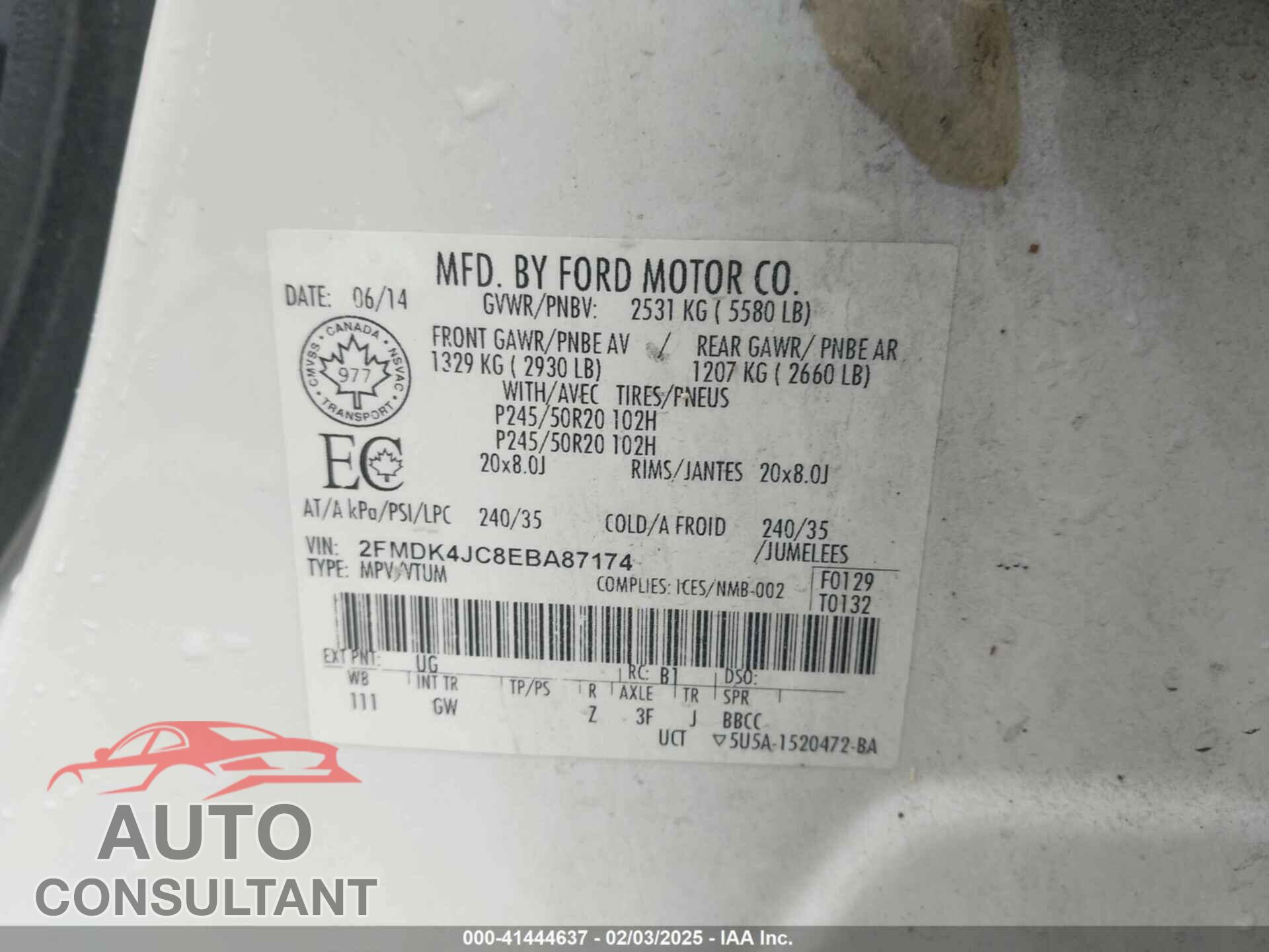 FORD EDGE 2014 - 2FMDK4JC8EBA87174