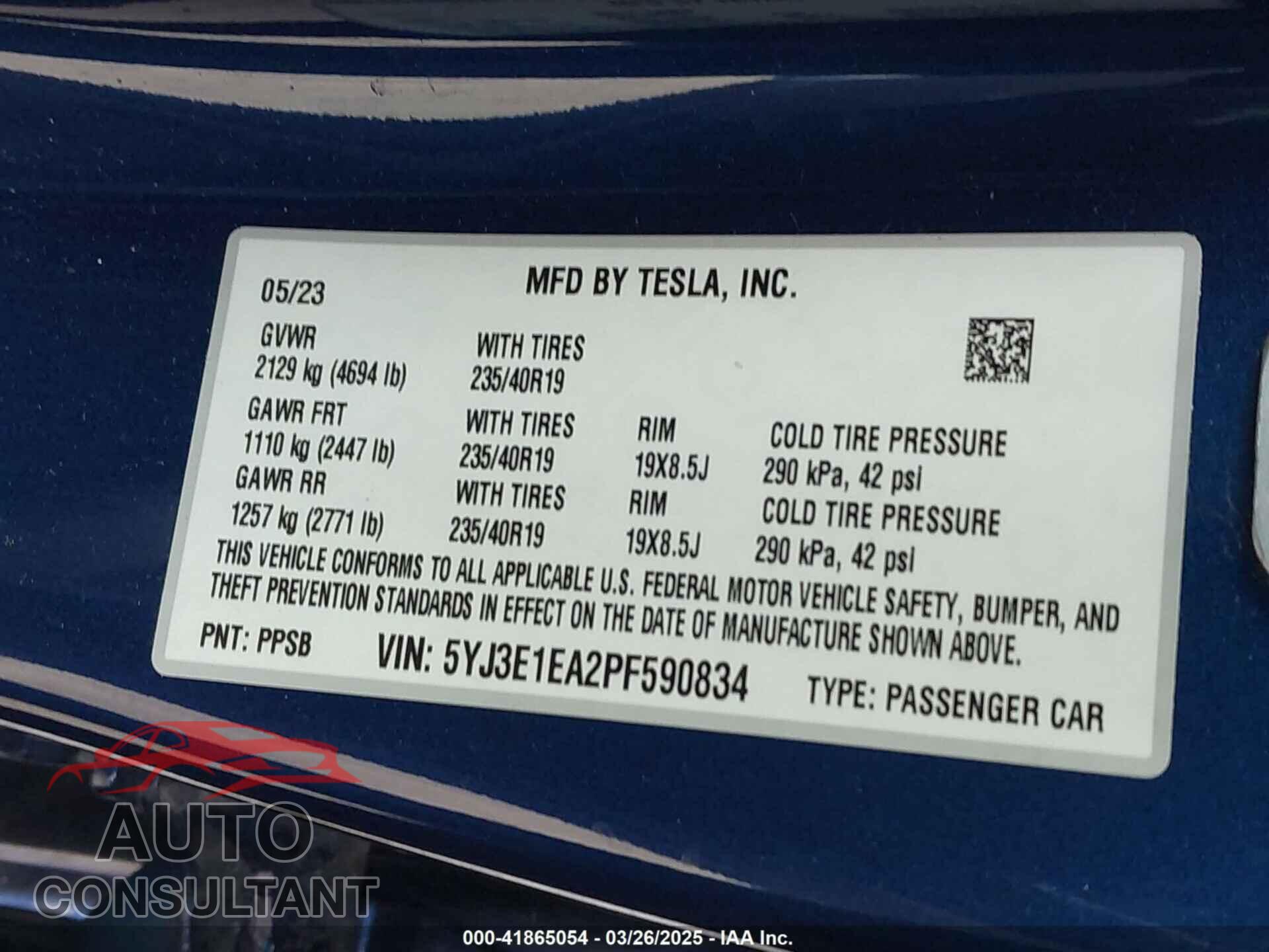 TESLA MODEL 3 2023 - 5YJ3E1EA2PF590834