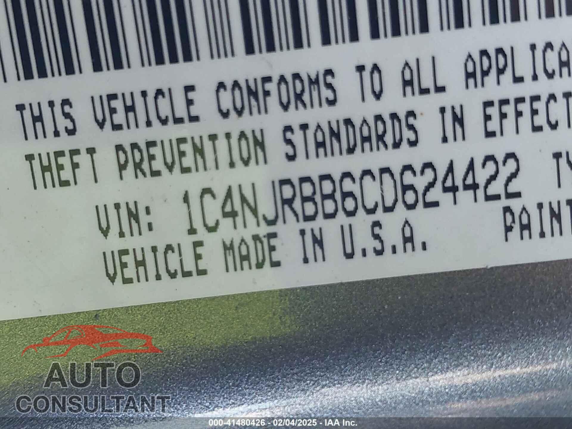 JEEP PATRIOT 2012 - 1C4NJRBB6CD624422
