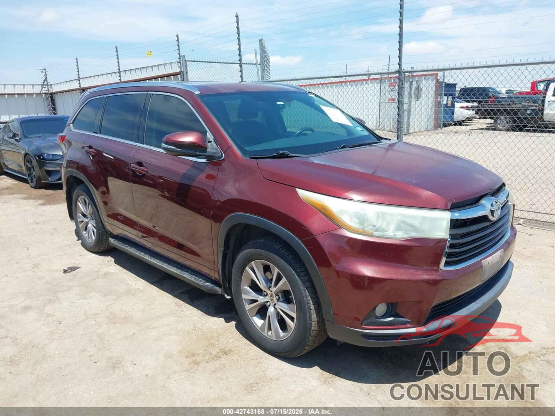 TOYOTA HIGHLANDER 2015 - 5TDJKRFH8FS144188