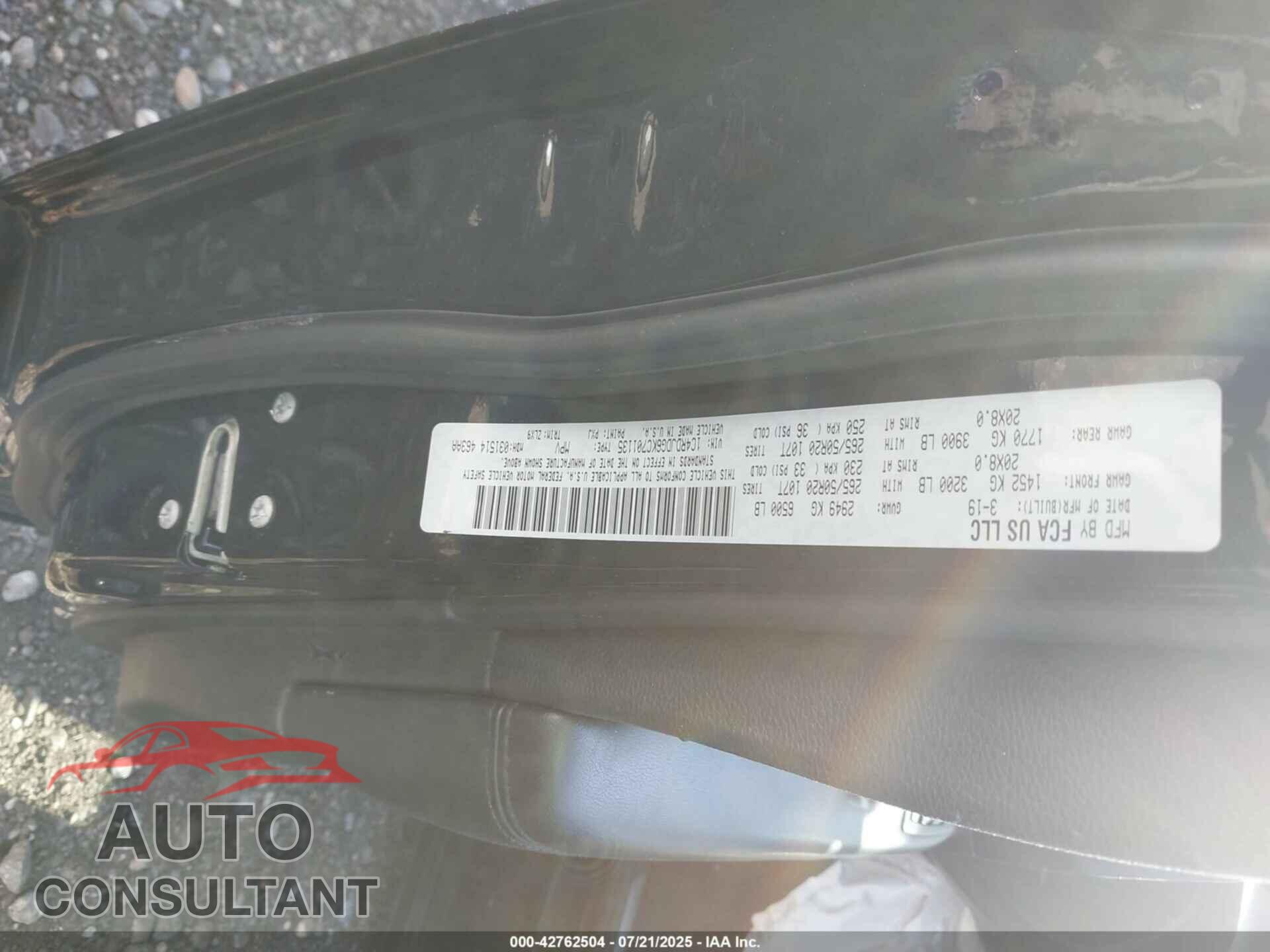 DODGE DURANGO 2019 - 1C4RDJDG6KC701135