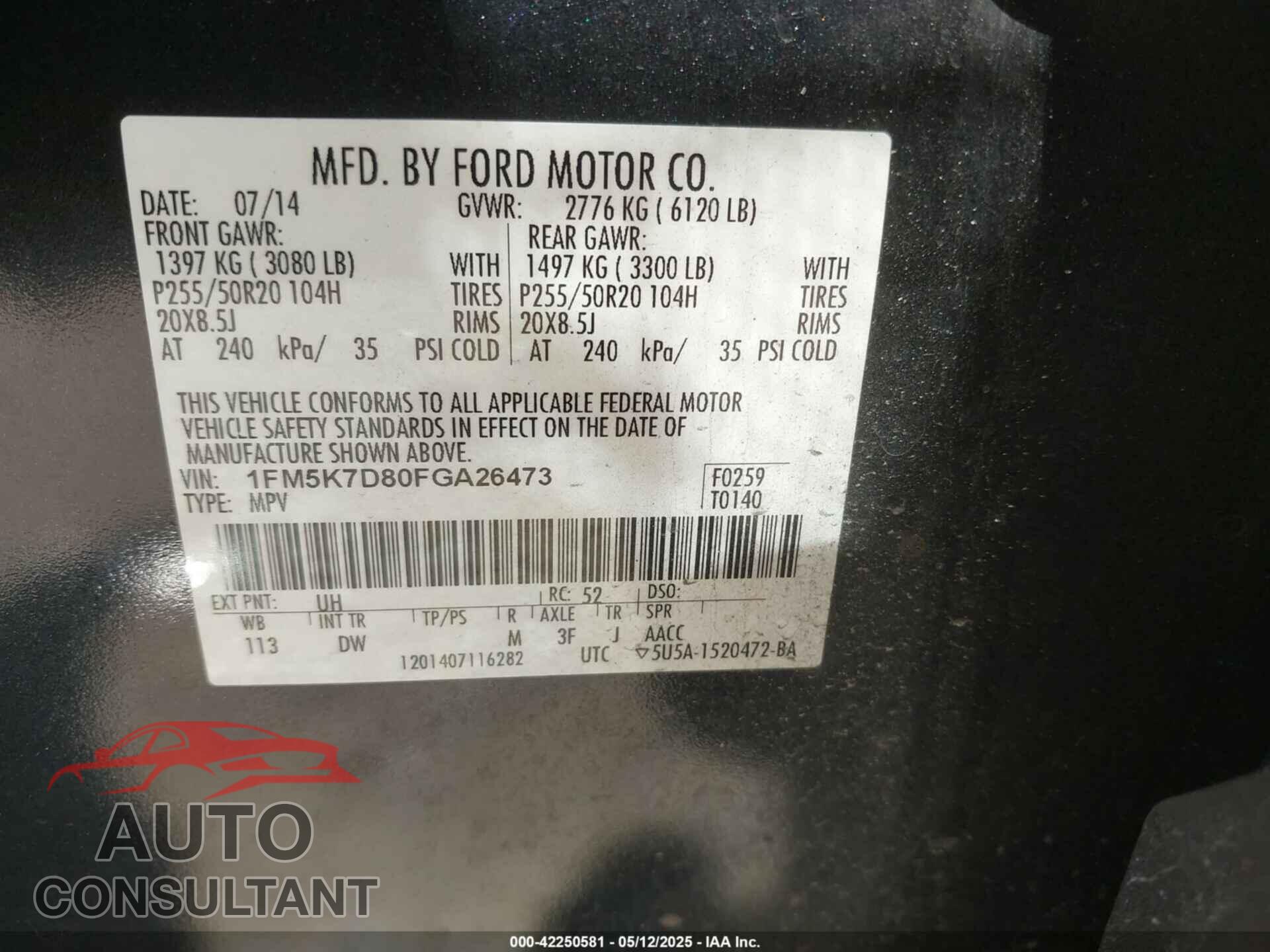 FORD EXPLORER 2015 - 1FM5K7D80FGA26473