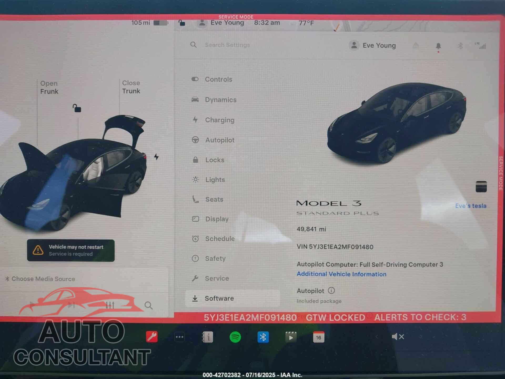 TESLA MODEL 3 2021 - 5YJ3E1EA2MF091480