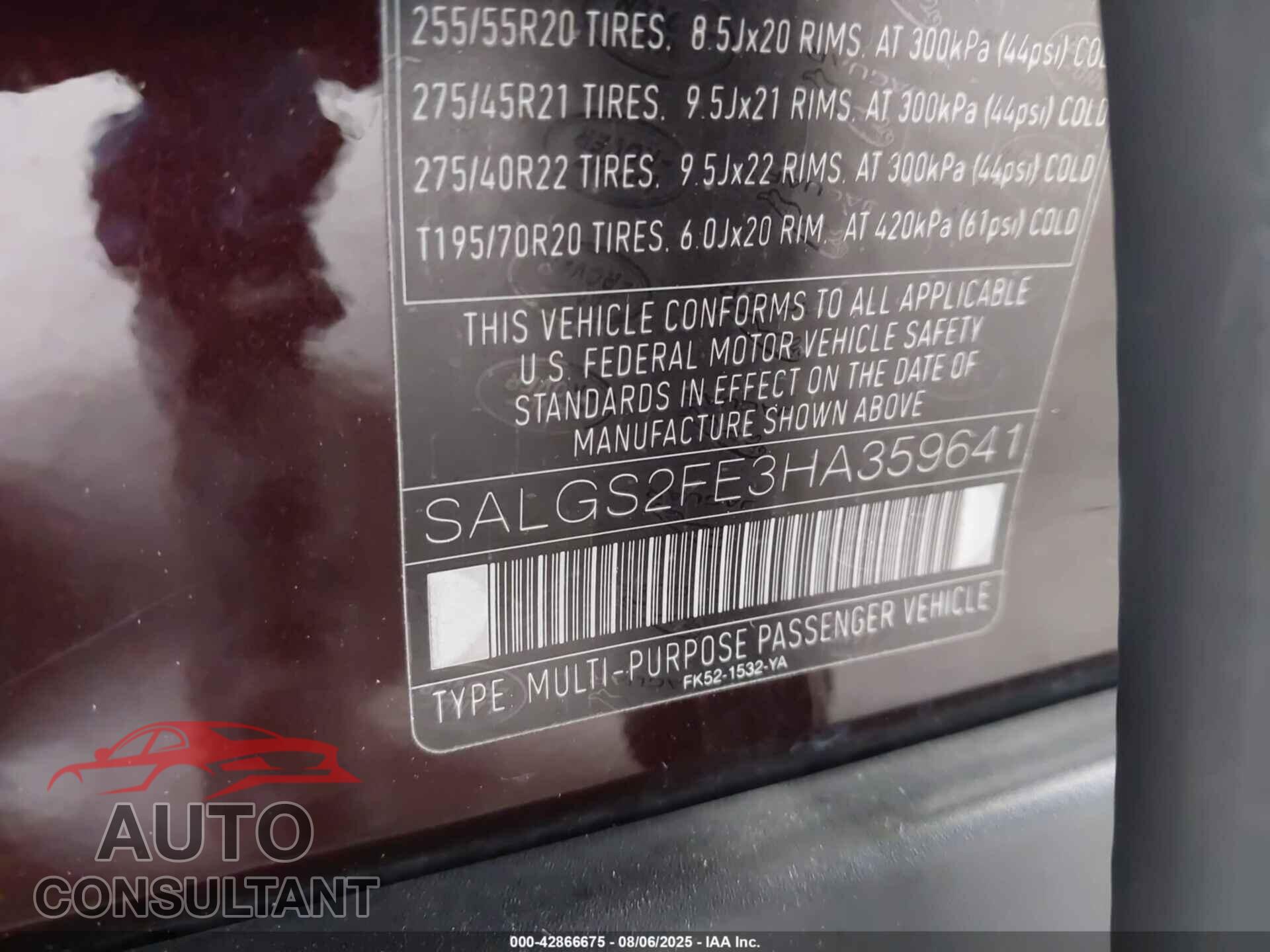 LAND ROVER RANGE ROVER 2017 - SALGS2FE3HA359641