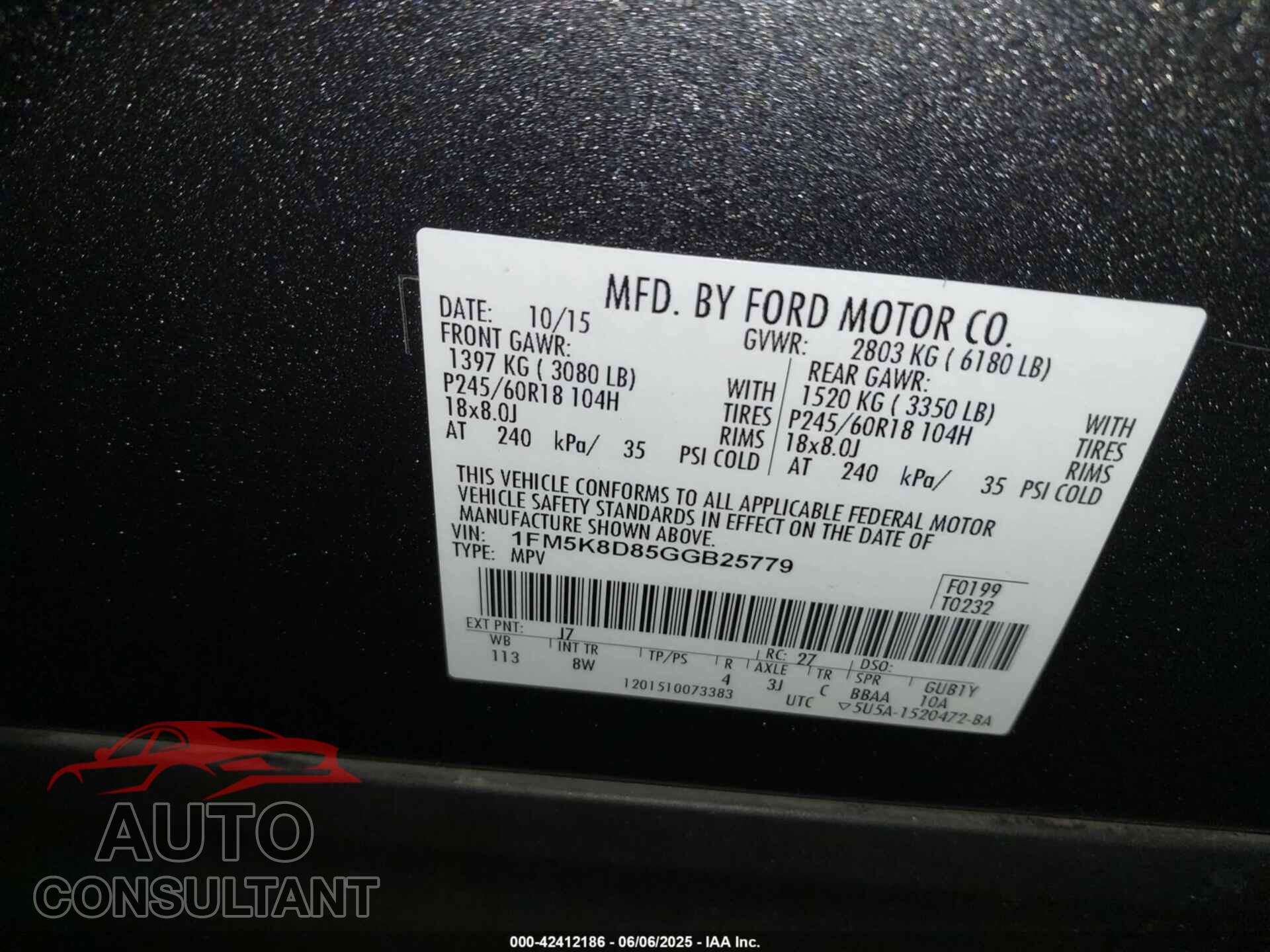 FORD EXPLORER 2016 - 1FM5K8D85GGB25779