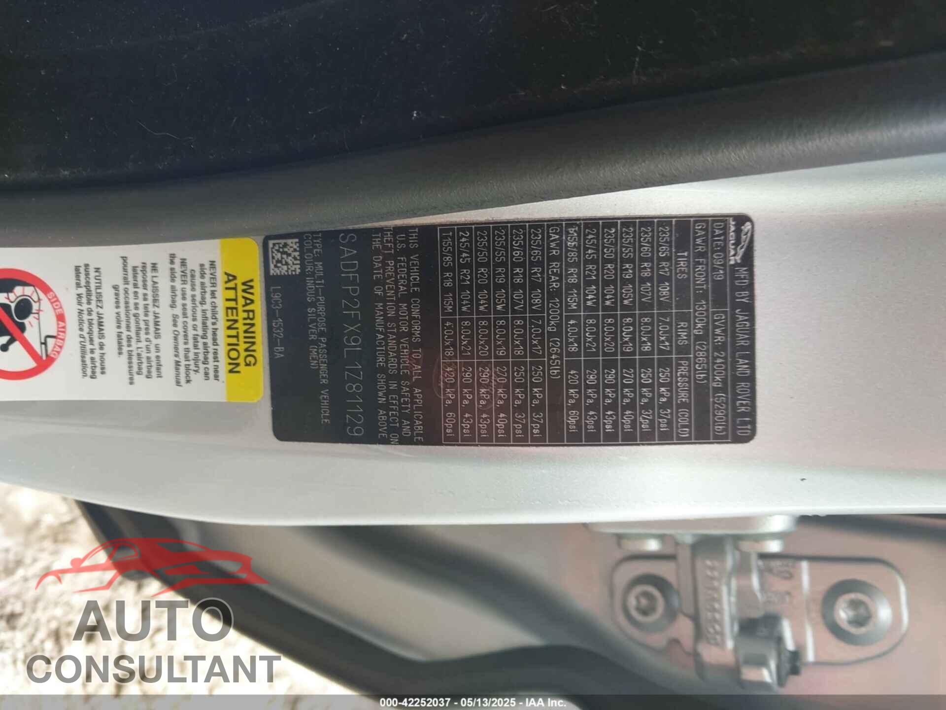 JAGUAR E-PACE 2020 - SADFP2FX9L1Z81129