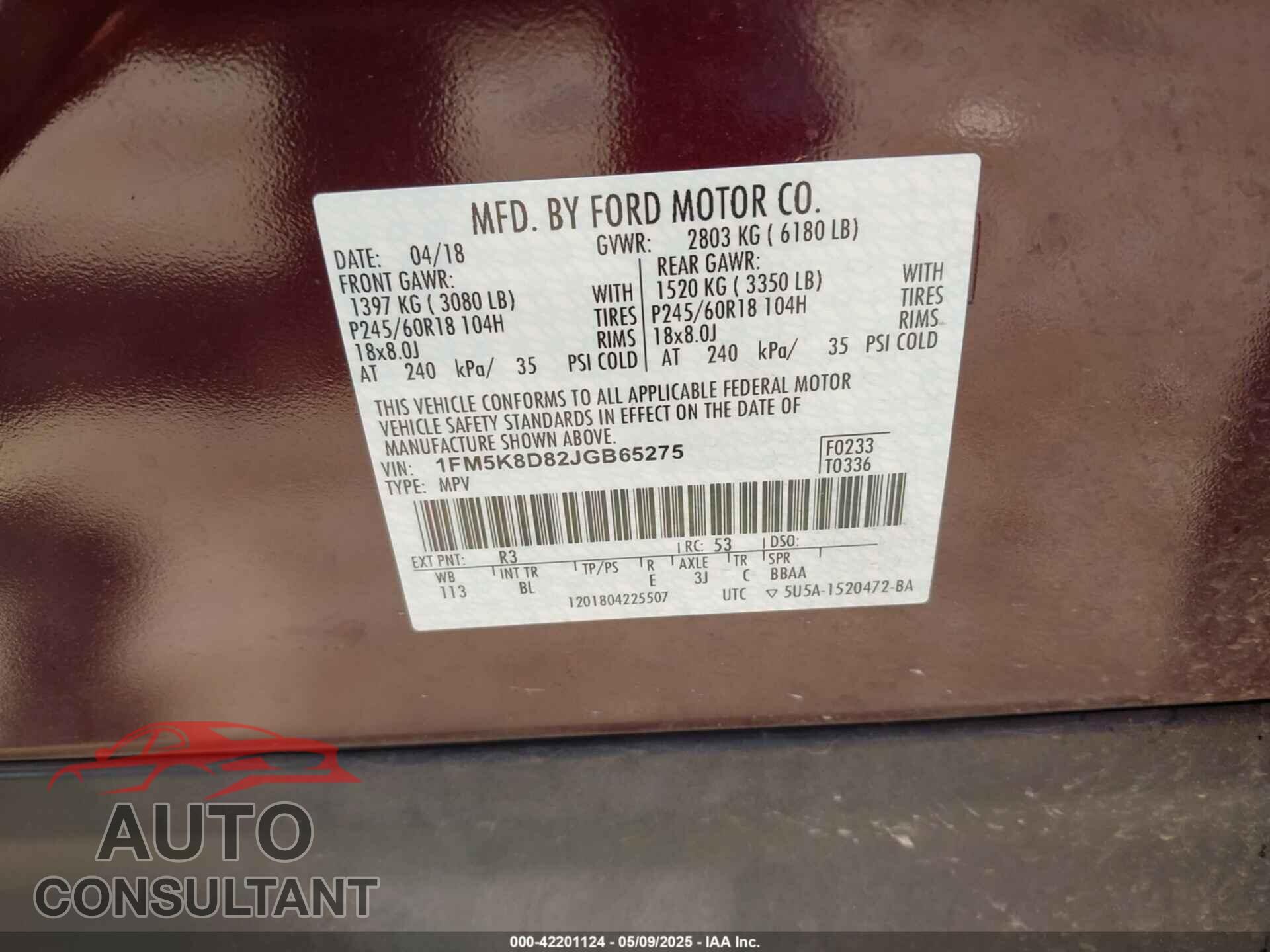 FORD EXPLORER 2018 - 1FM5K8D82JGB65275