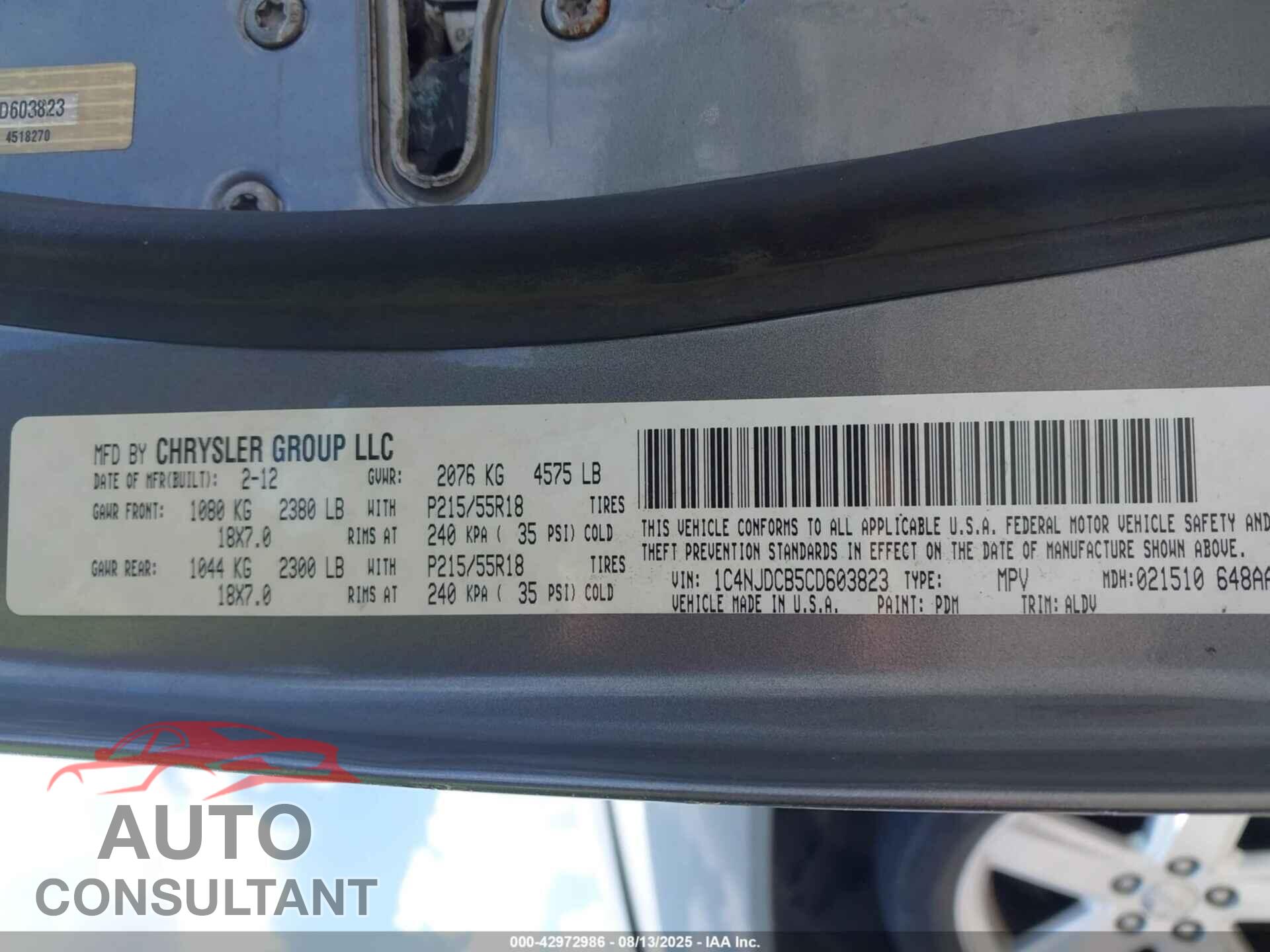 JEEP COMPASS 2012 - 1C4NJDCB5CD603823