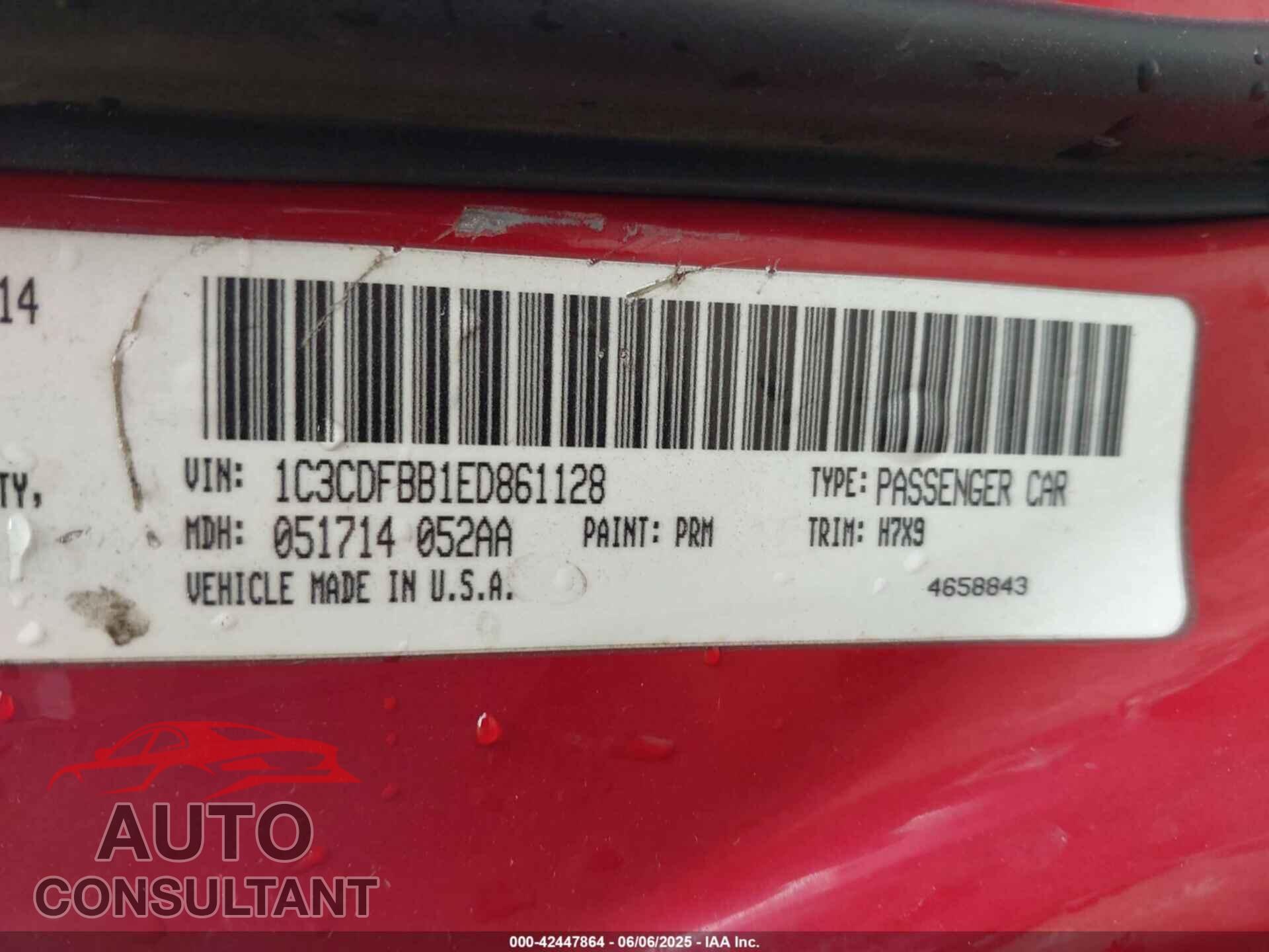 DODGE DART 2014 - 1C3CDFBB1ED861128