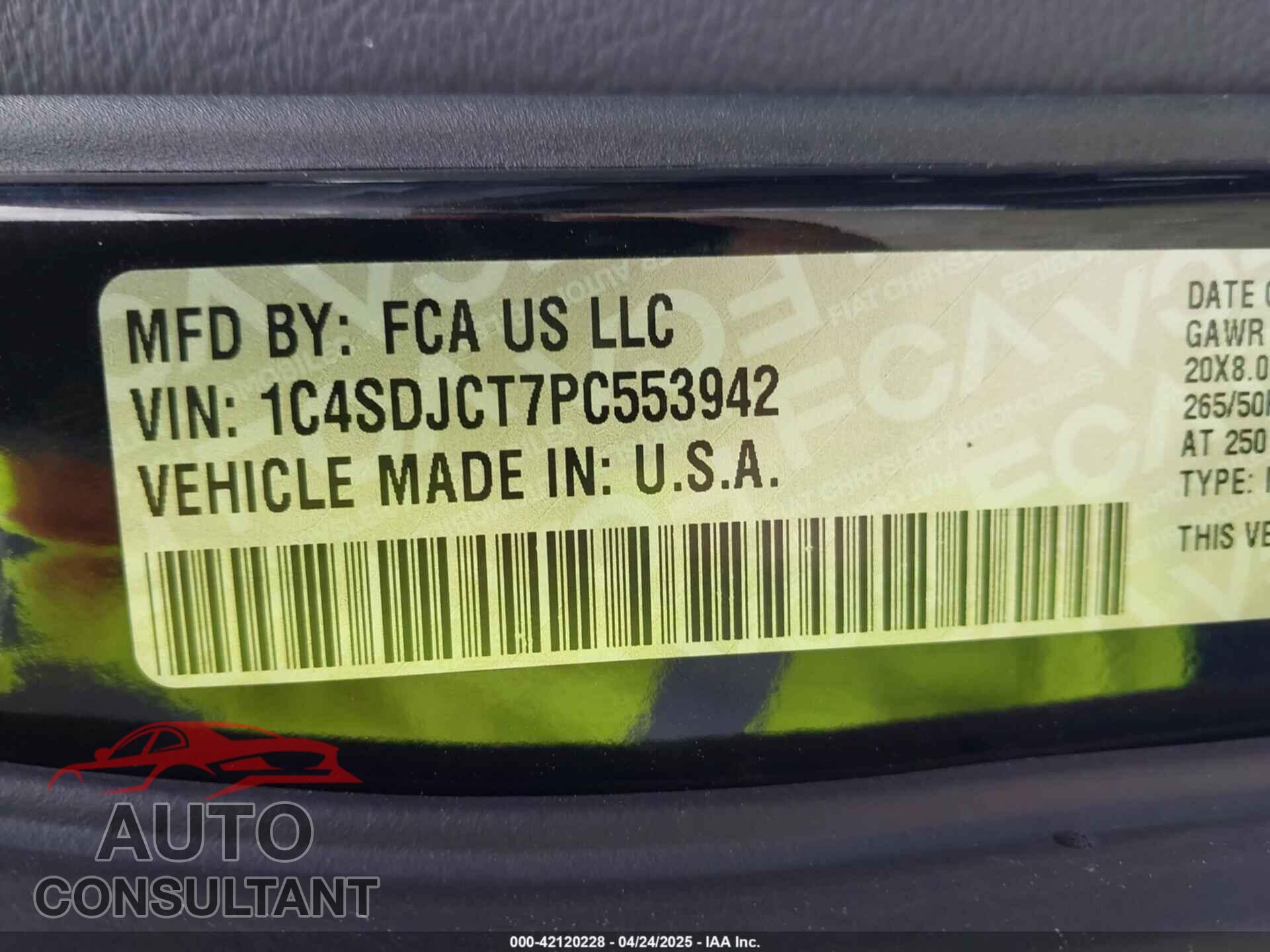 DODGE DURANGO 2023 - 1C4SDJCT7PC553942