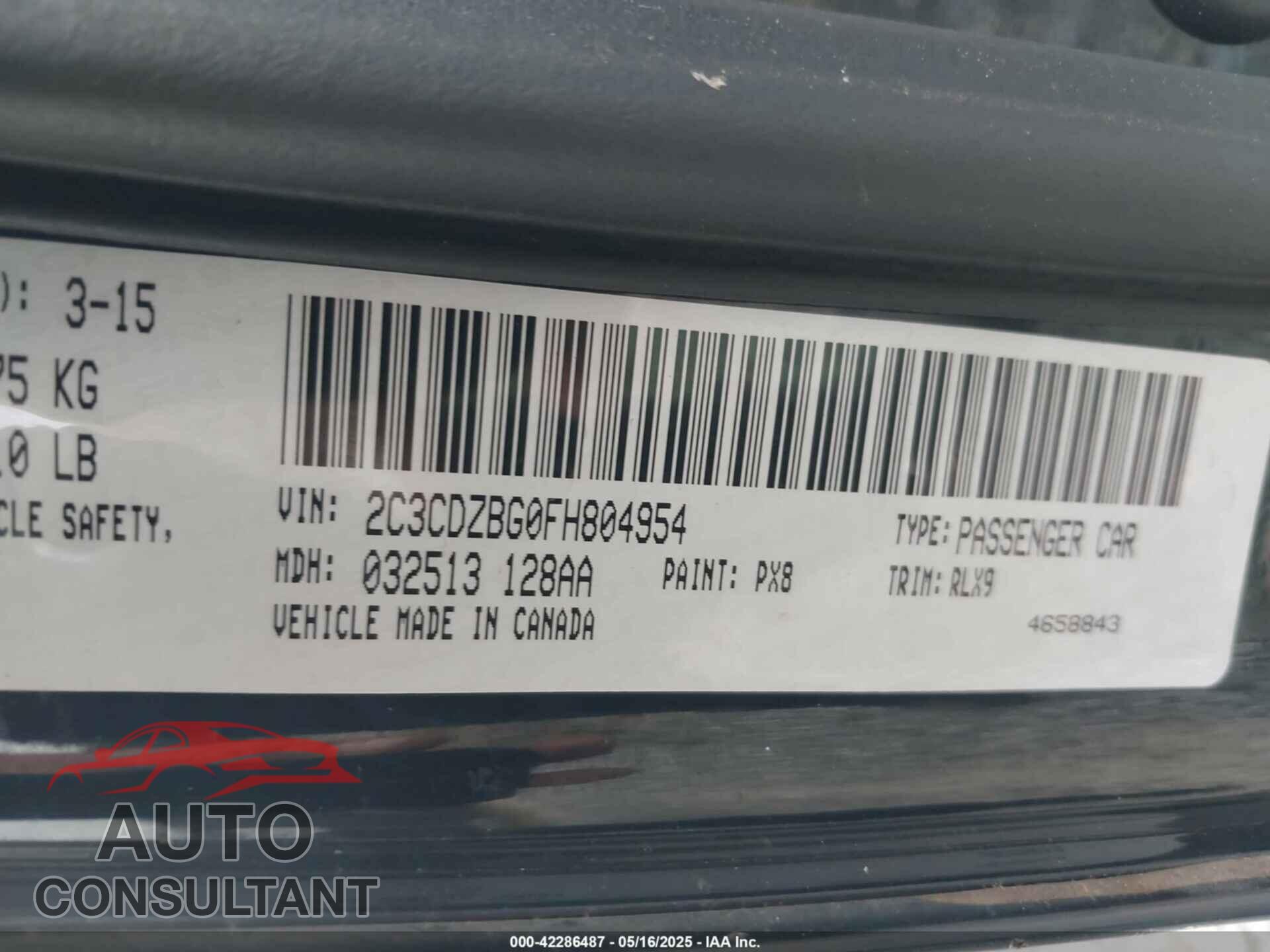 DODGE CHALLENGER 2015 - 2C3CDZBG0FH804954