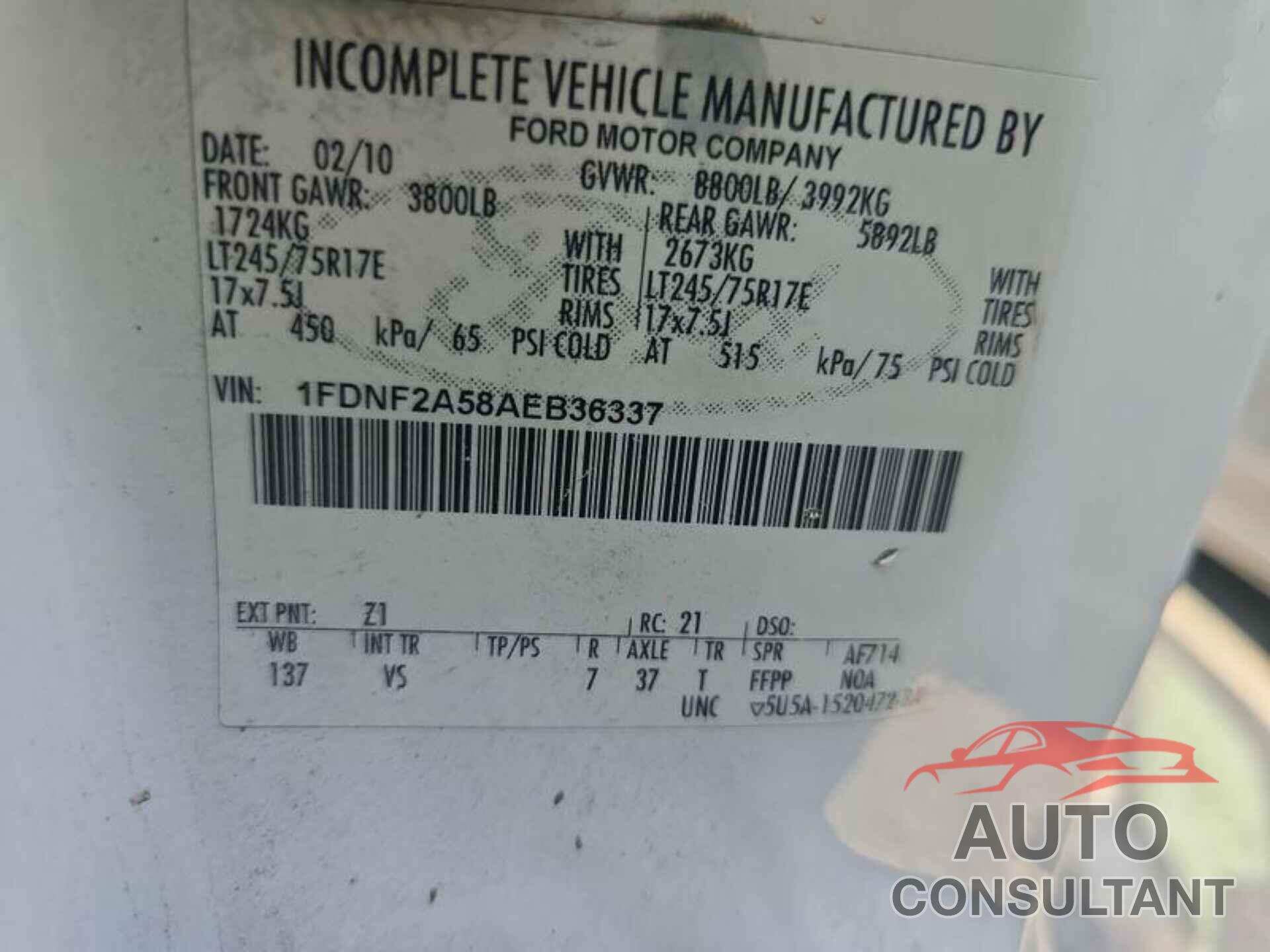 FORD F-250 2010 - 1FDNF2A58AEB36337