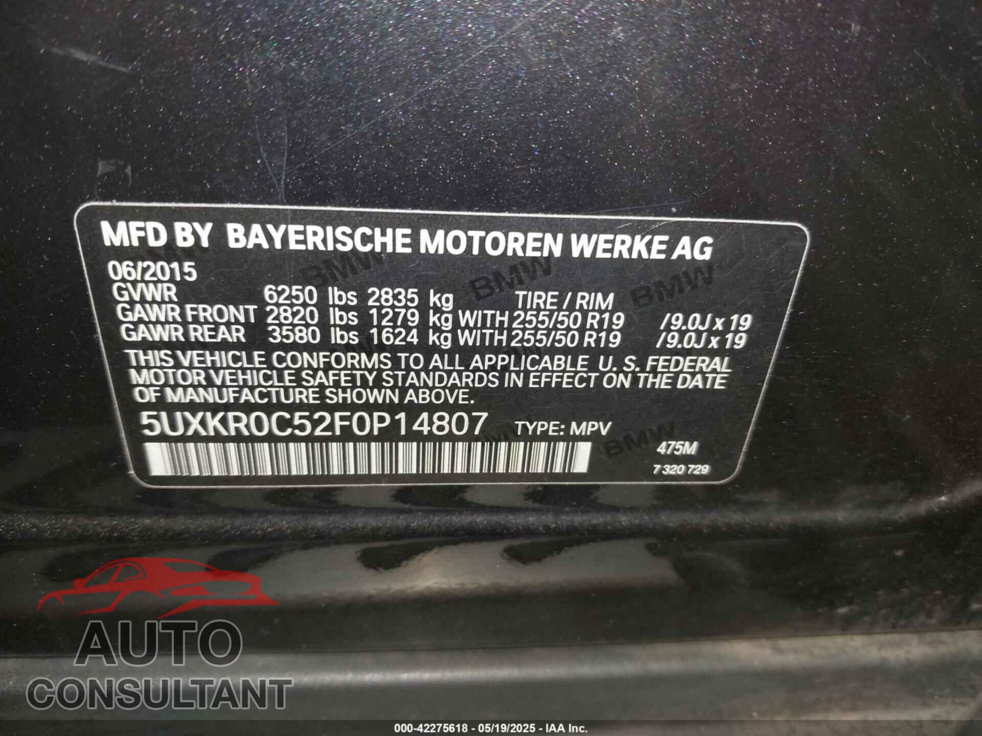 BMW X5 2015 - 5UXKR0C52F0P14807