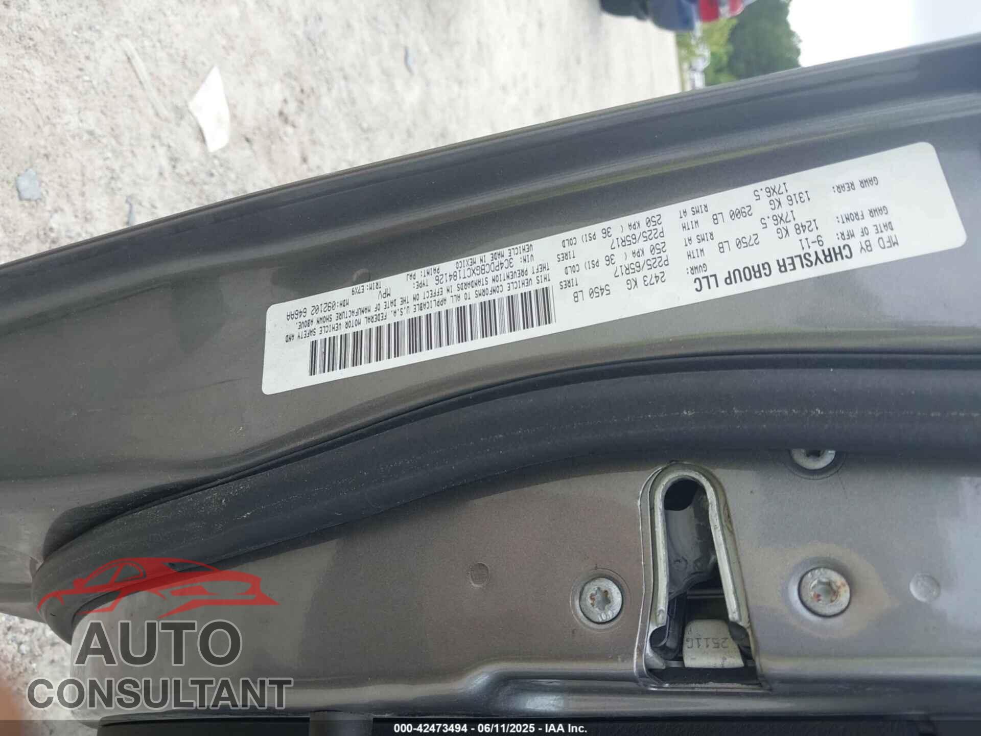 DODGE JOURNEY 2012 - 3C4PDCBGXCT184126