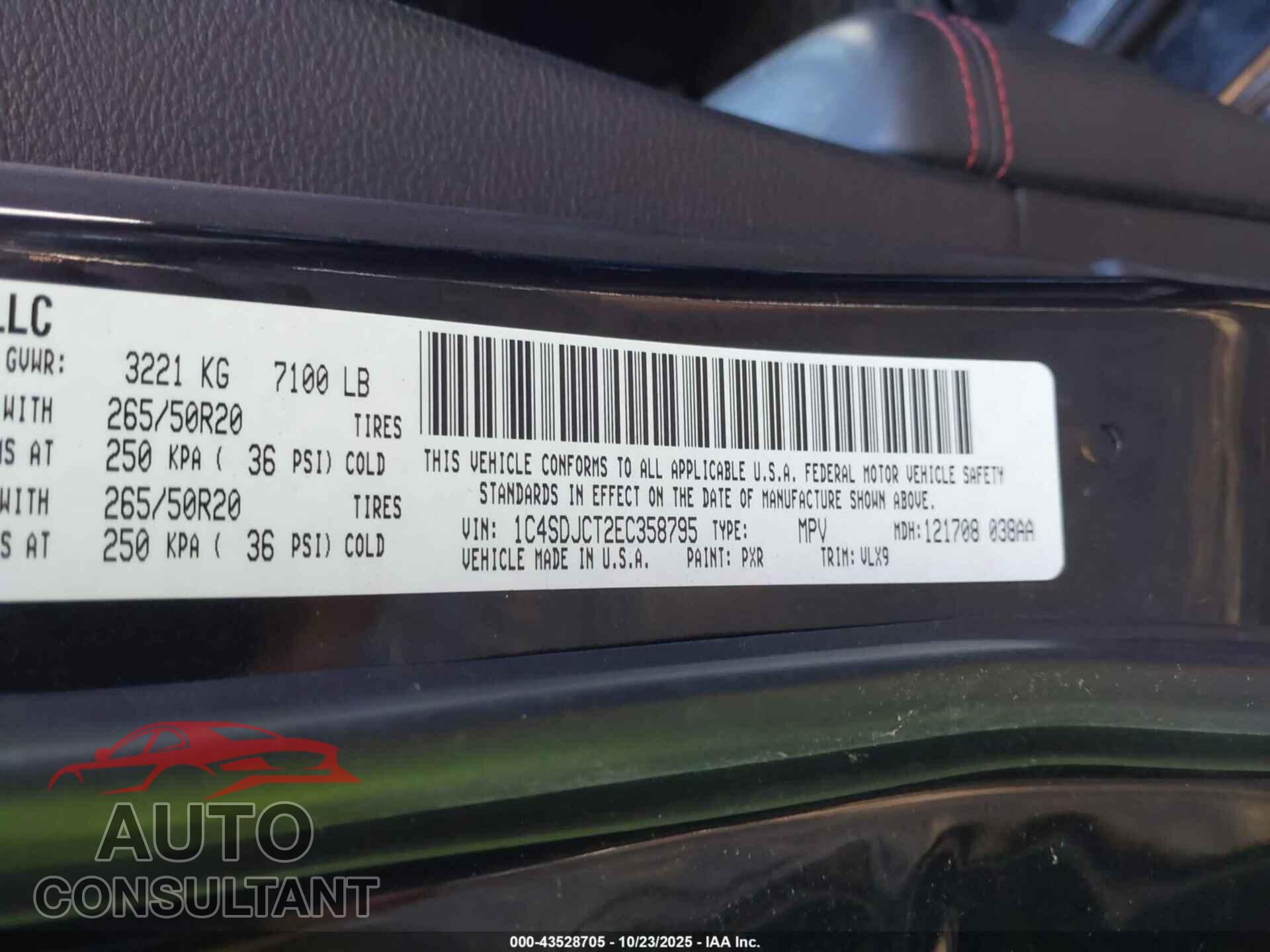DODGE DURANGO 2014 - 1C4SDJCT2EC358795