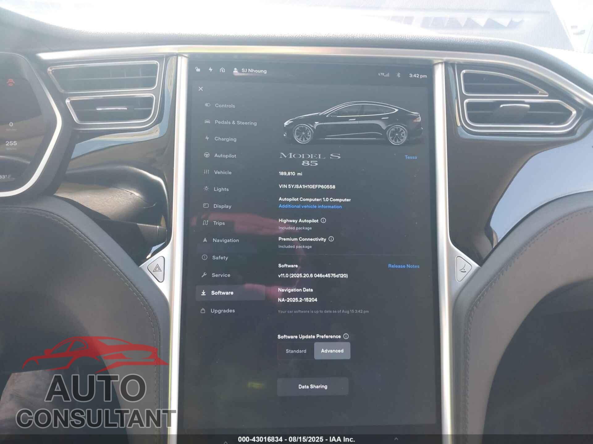 TESLA MODEL S 2014 - 5YJSA1H10EFP60558