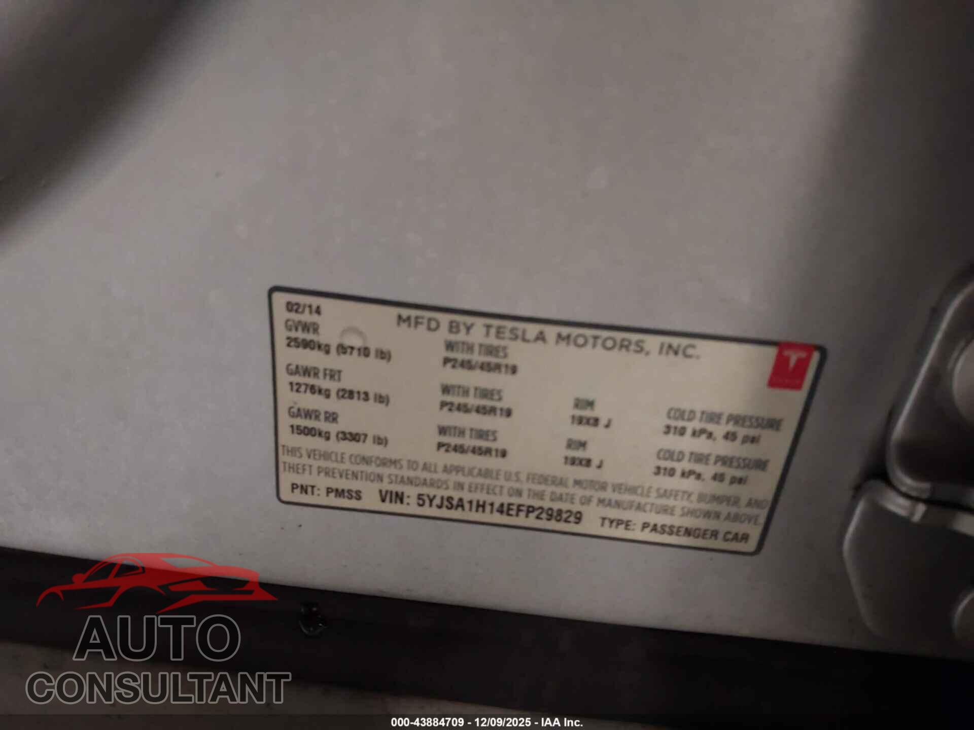 TESLA MODEL S 2014 - 5YJSA1H14EFP29829