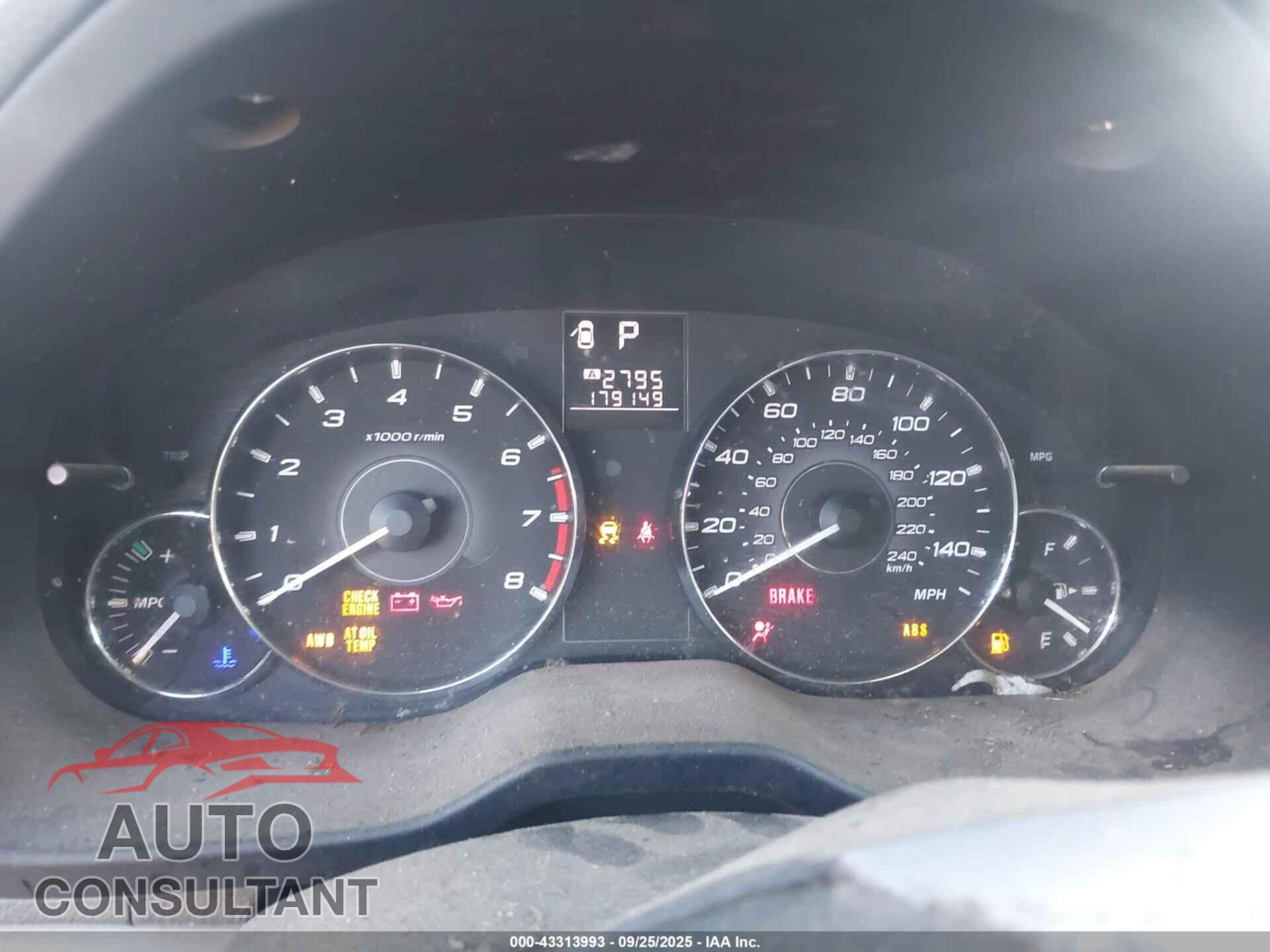 SUBARU OUTBACK 2012 - 4S4BRBCC0C3287631
