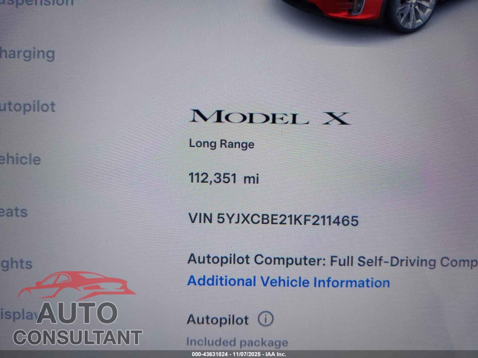 TESLA MODEL X 2019 - 5YJXCBE21KF211465