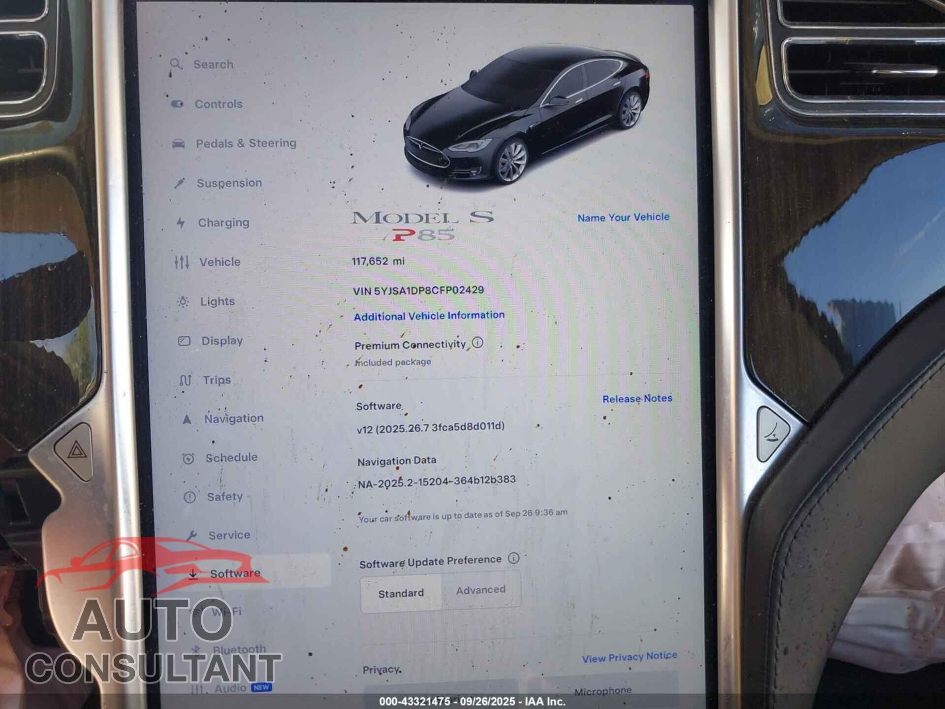 TESLA MODEL S 2012 - 5YJSA1DP8CFP02429