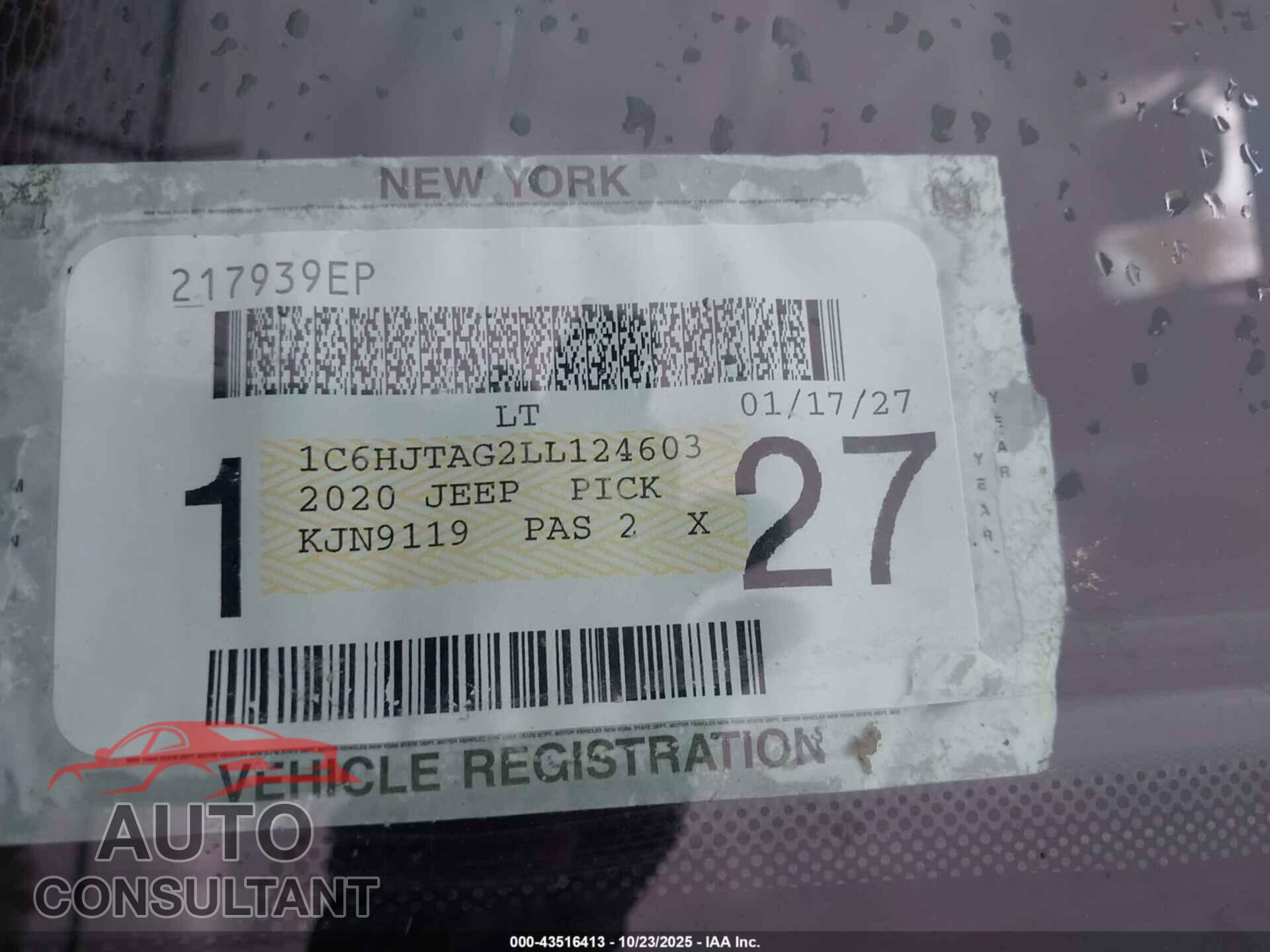 JEEP GLADIATOR 2020 - 1C6HJTAG2LL124603