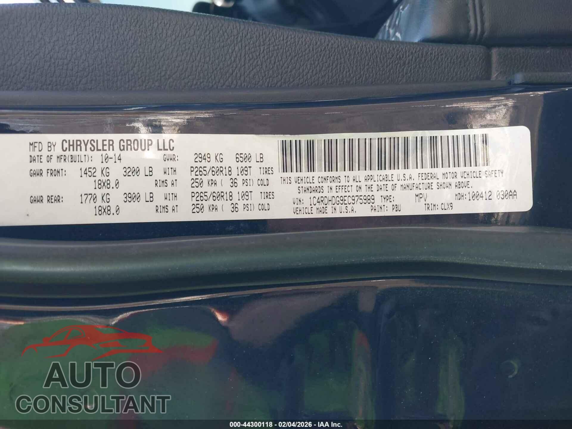 DODGE DURANGO 2014 - 1C4RDHDG9EC975989