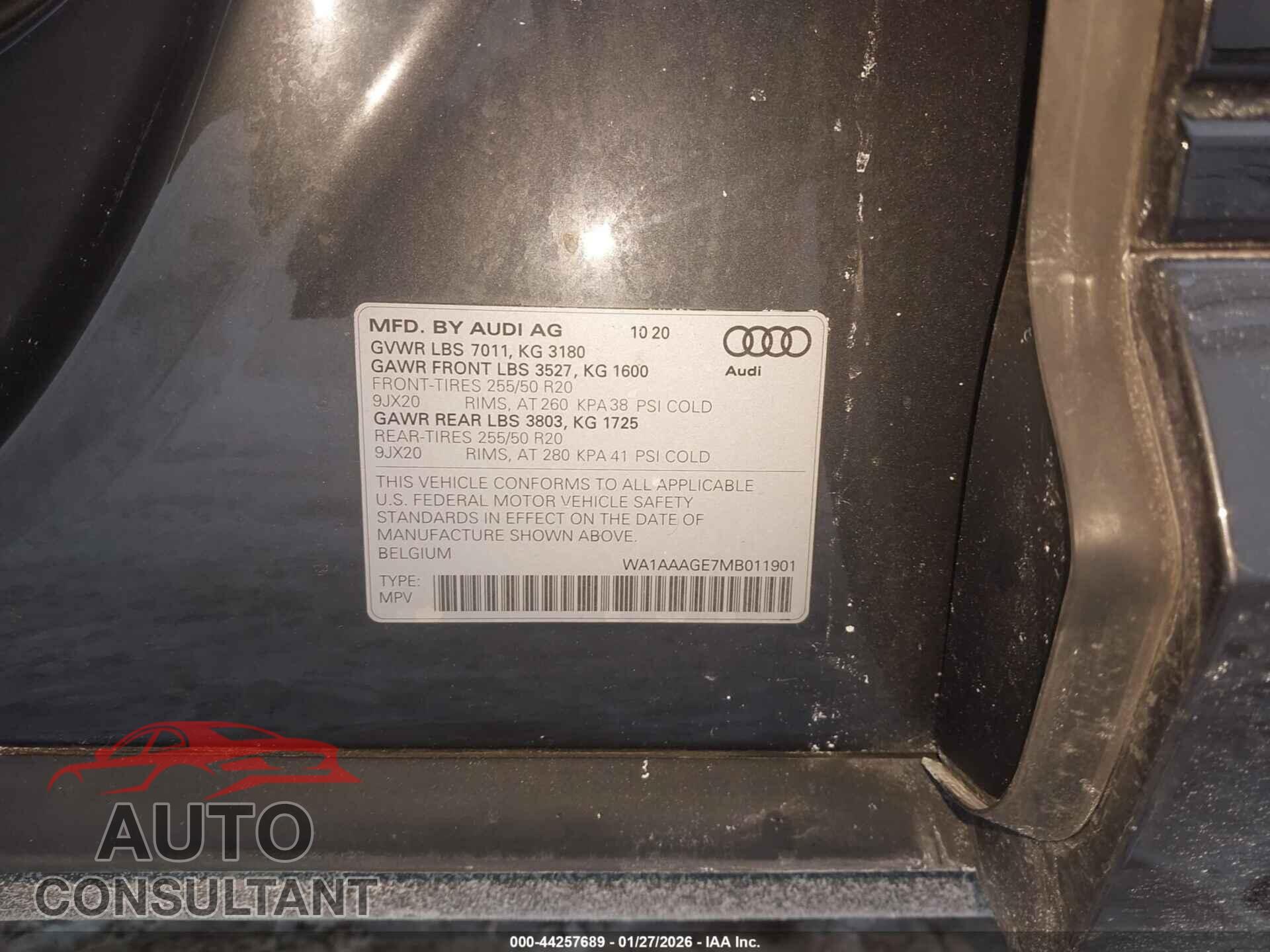 AUDI E-TRON 2021 - WA1AAAGE7MB011901