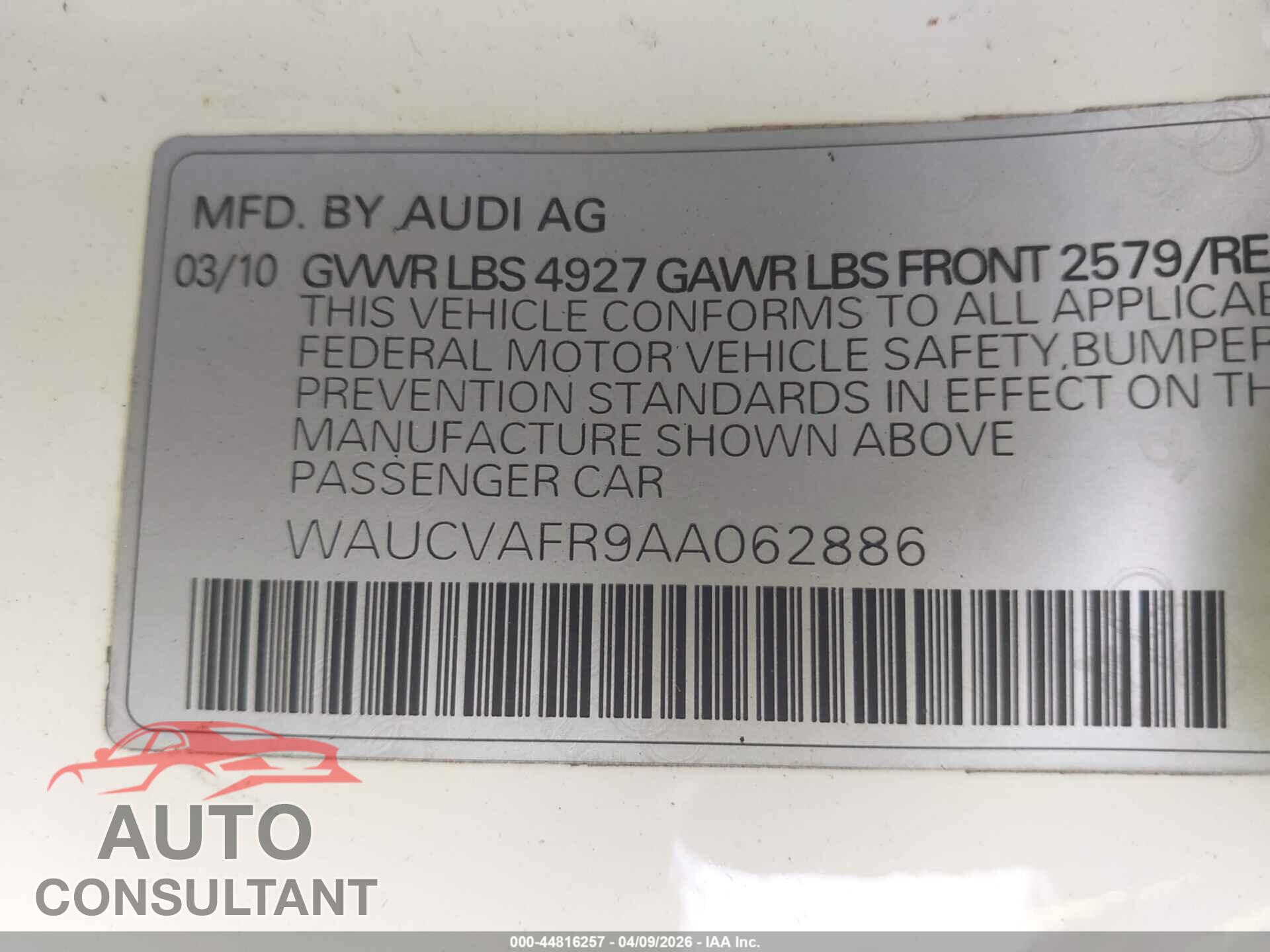 AUDI S5 2010 - WAUCVAFR9AA062886