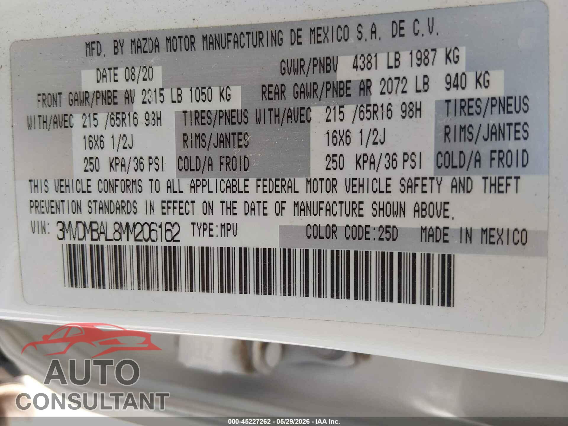 MAZDA CX-30 2021 - 3MVDMBAL8MM206162
