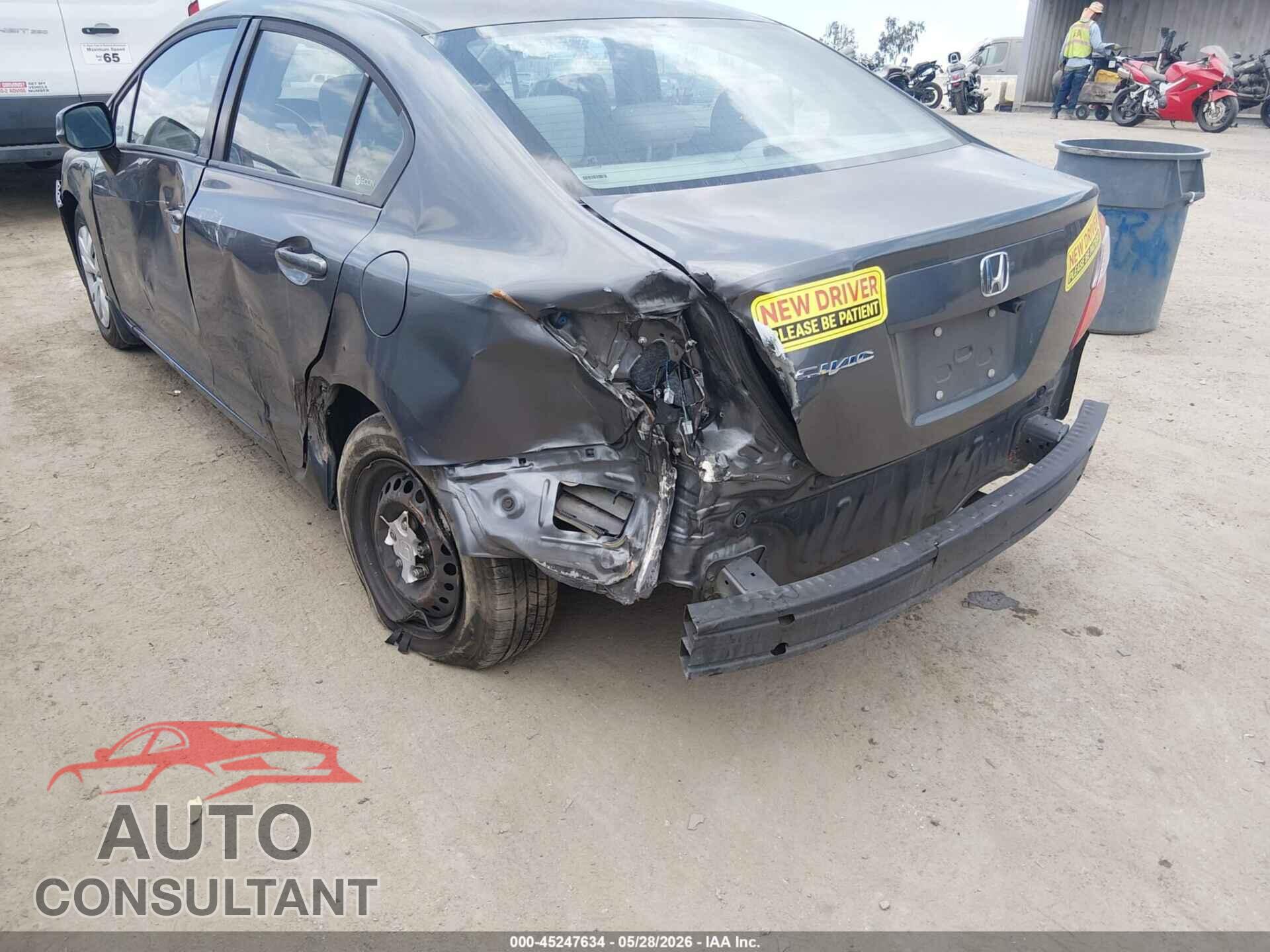 HONDA CIVIC 2012 - 19XFB2F56CE362462
