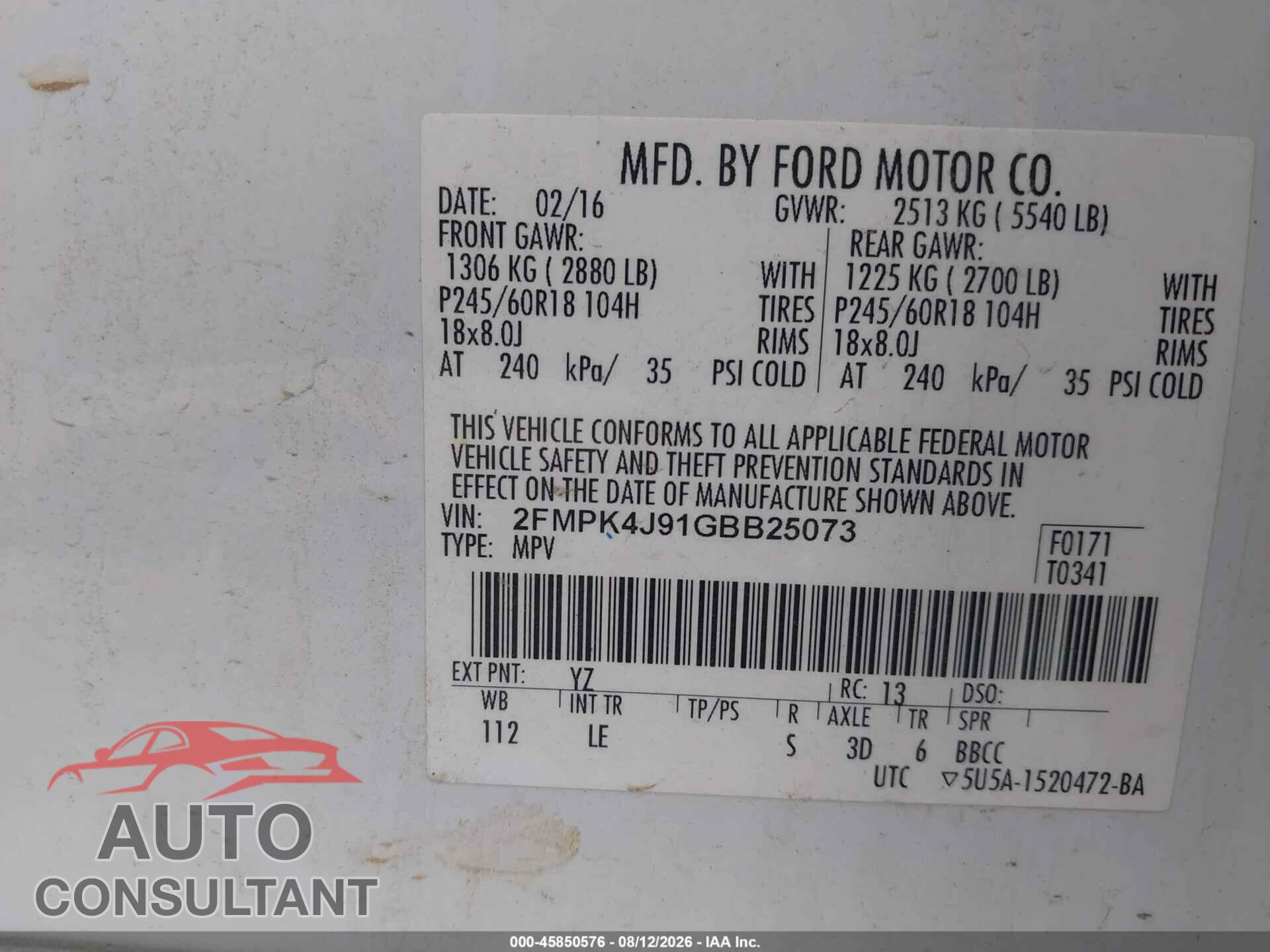FORD EDGE 2016 - 2FMPK4J91GBB25073