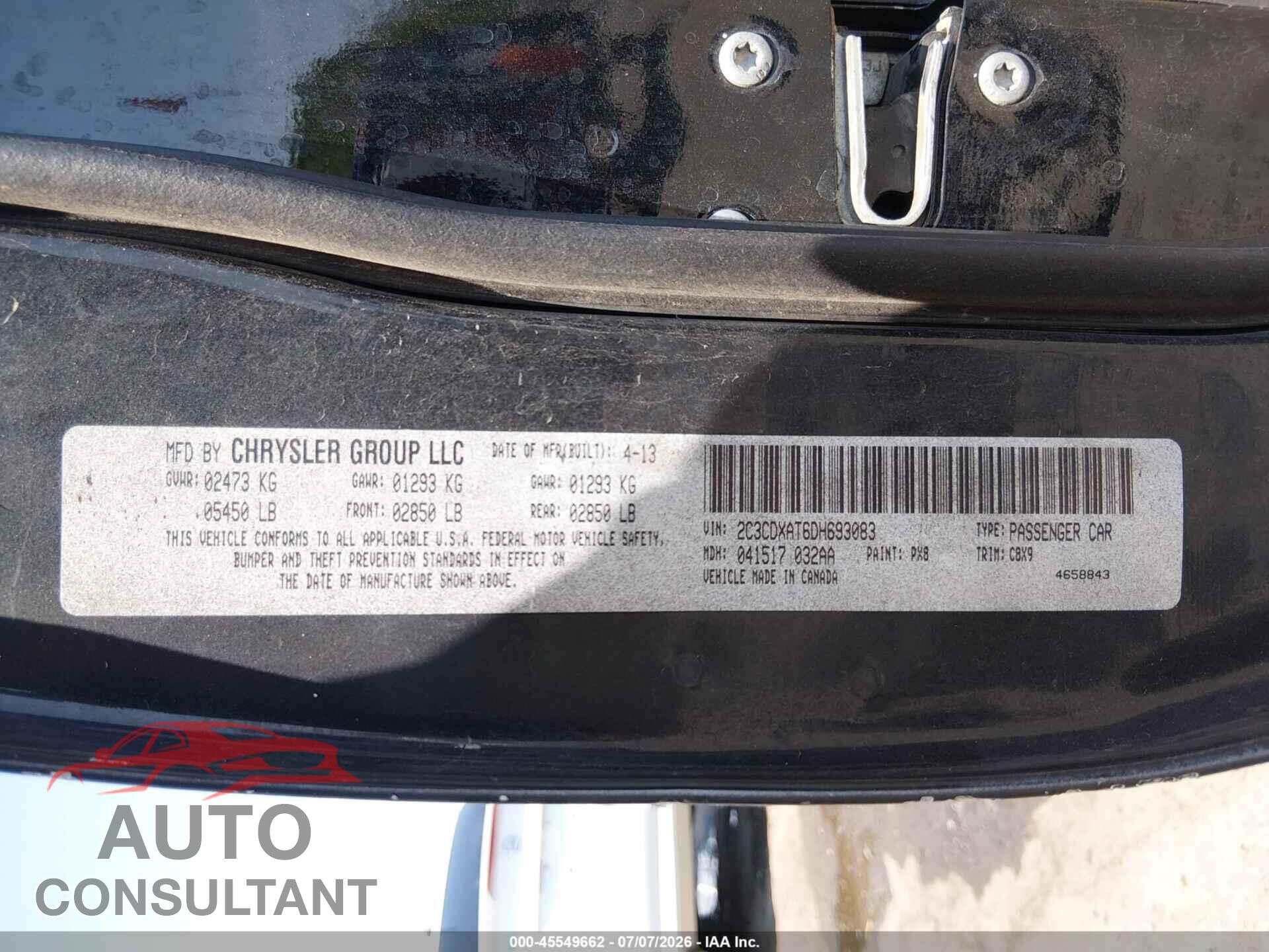 DODGE CHARGER 2013 - 2C3CDXAT6DH693083