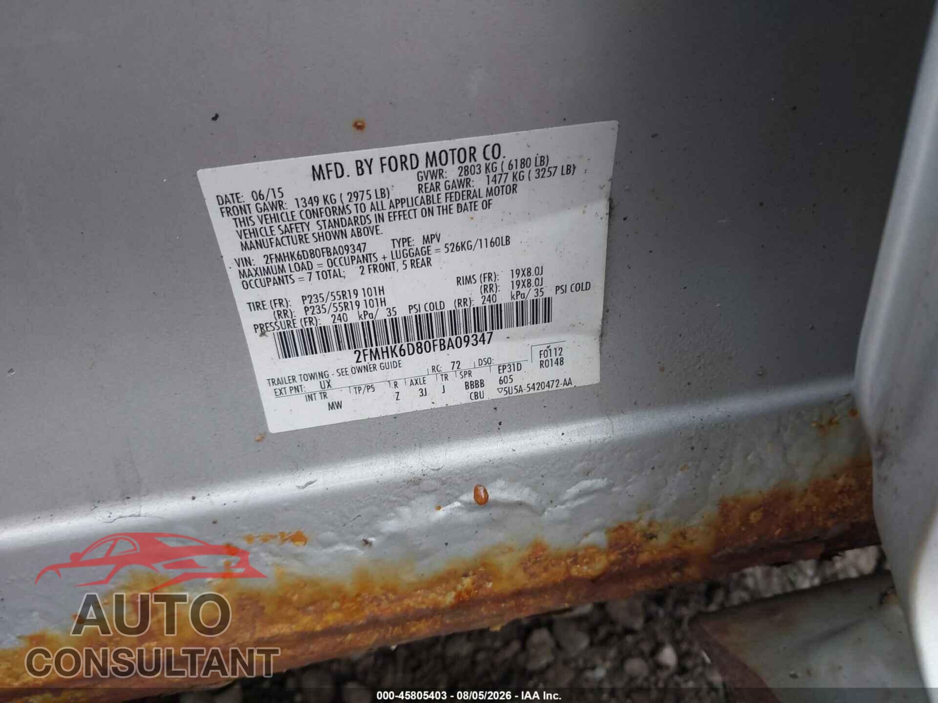 FORD FLEX 2015 - 2FMHK6D80FBA09347