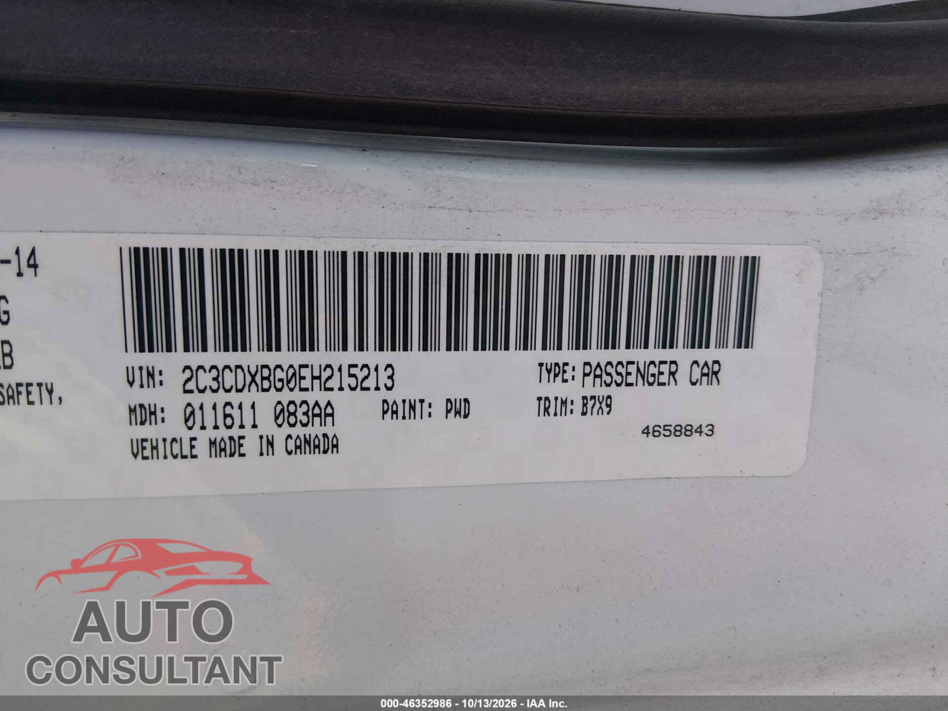 DODGE CHARGER 2014 - 2C3CDXBG0EH215213