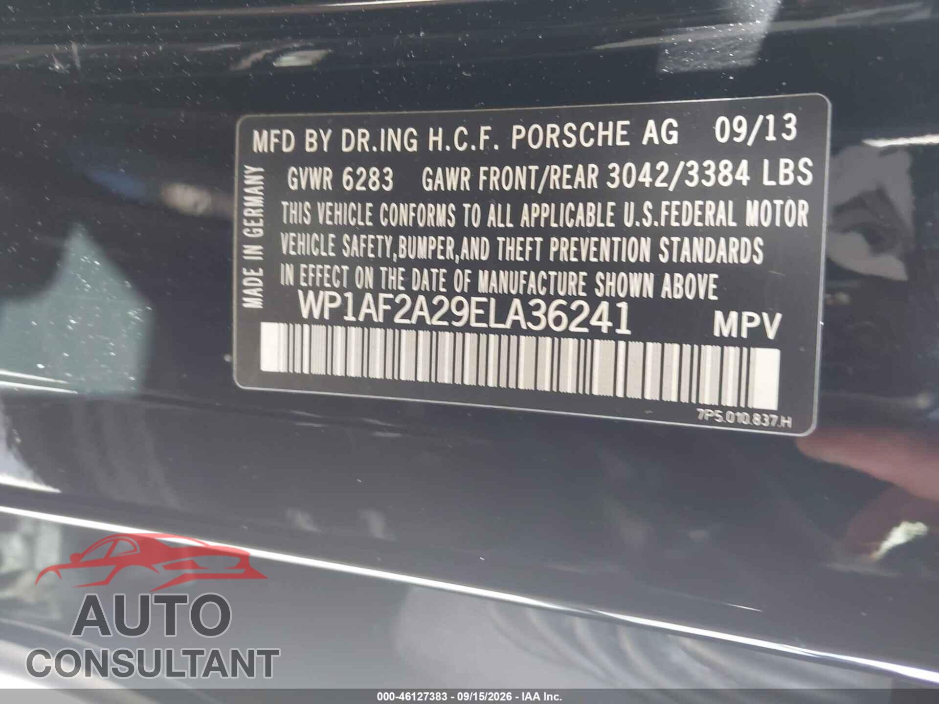 PORSCHE CAYENNE 2014 - WP1AF2A29ELA36241
