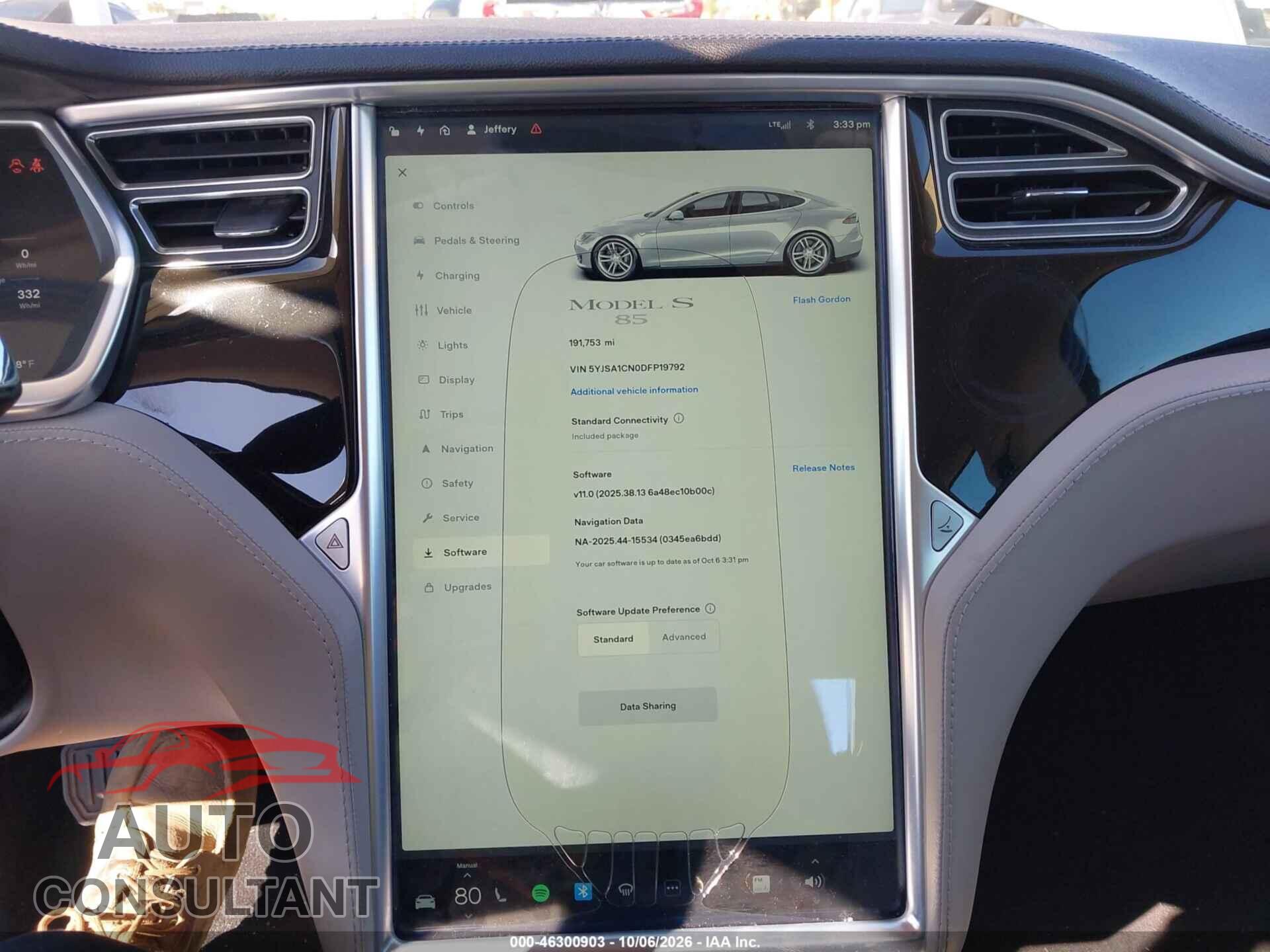 TESLA MODEL S 2013 - 5YJSA1CN0DFP19792
