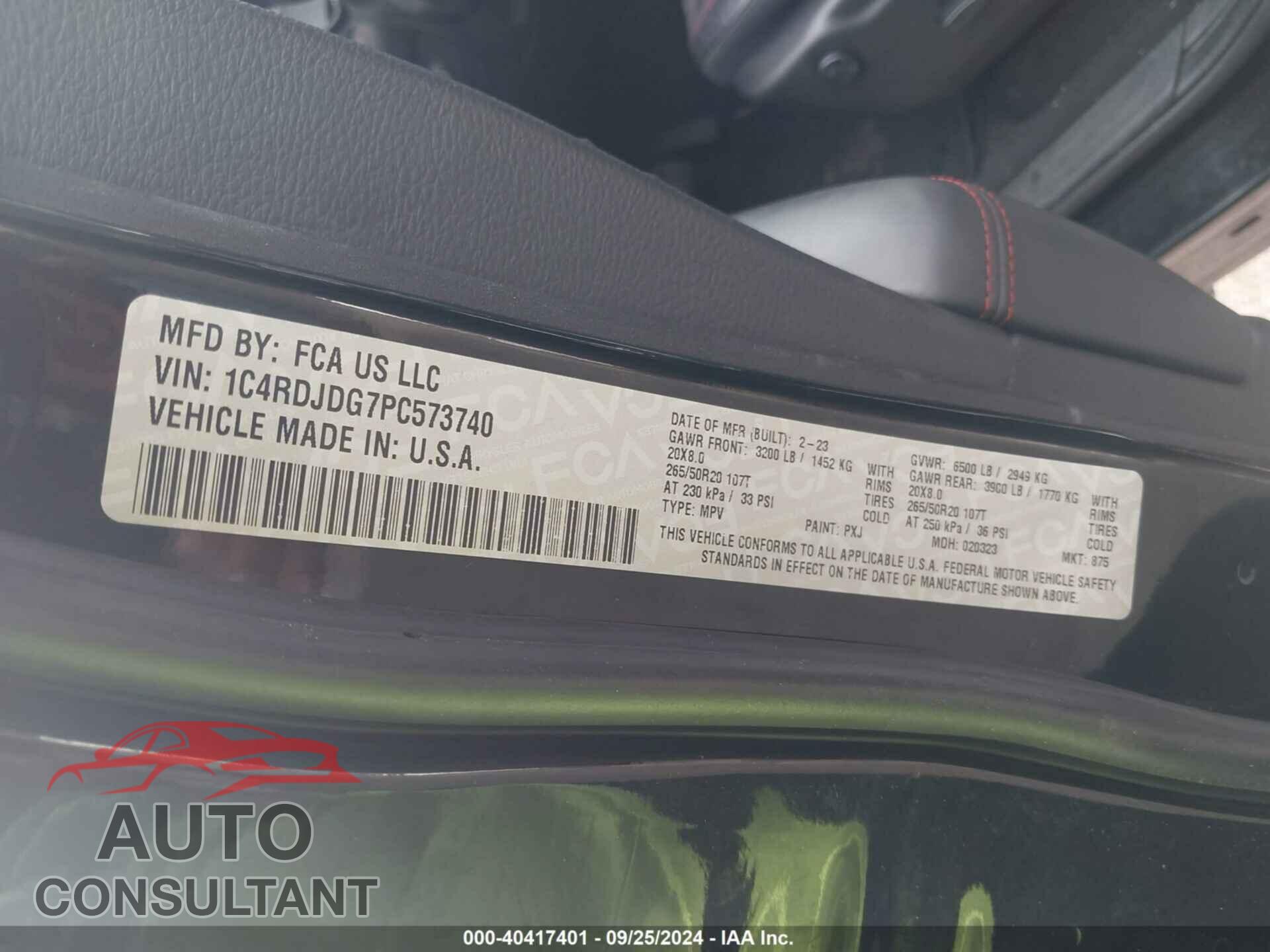 DODGE DURANGO 2023 - 1C4RDJDG7PC573740